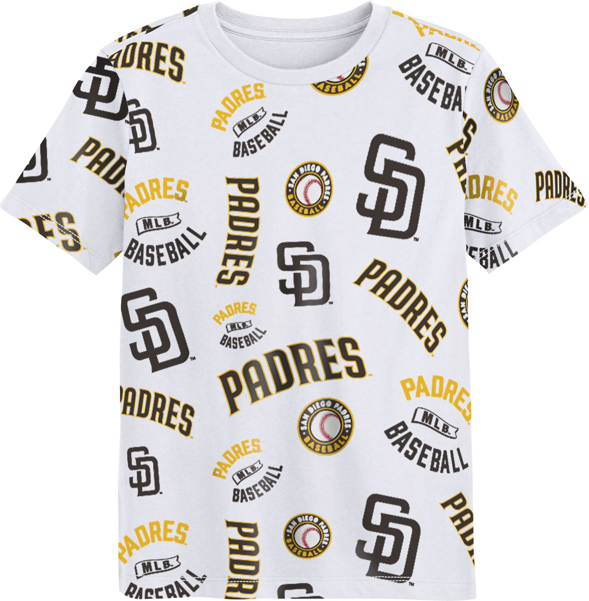 MLB Team Apparel Boys' San Diego Padres White Run Down T-Shirt