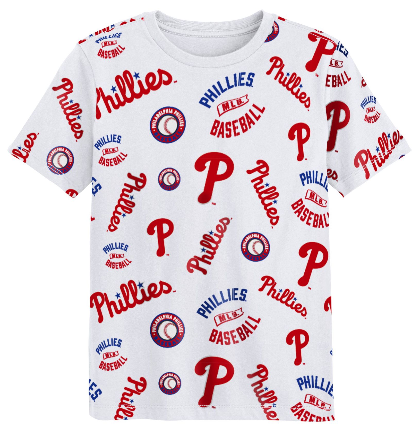 MLB Team Apparel Boys' Philadelphia Phillies White Run Down T-Shirt