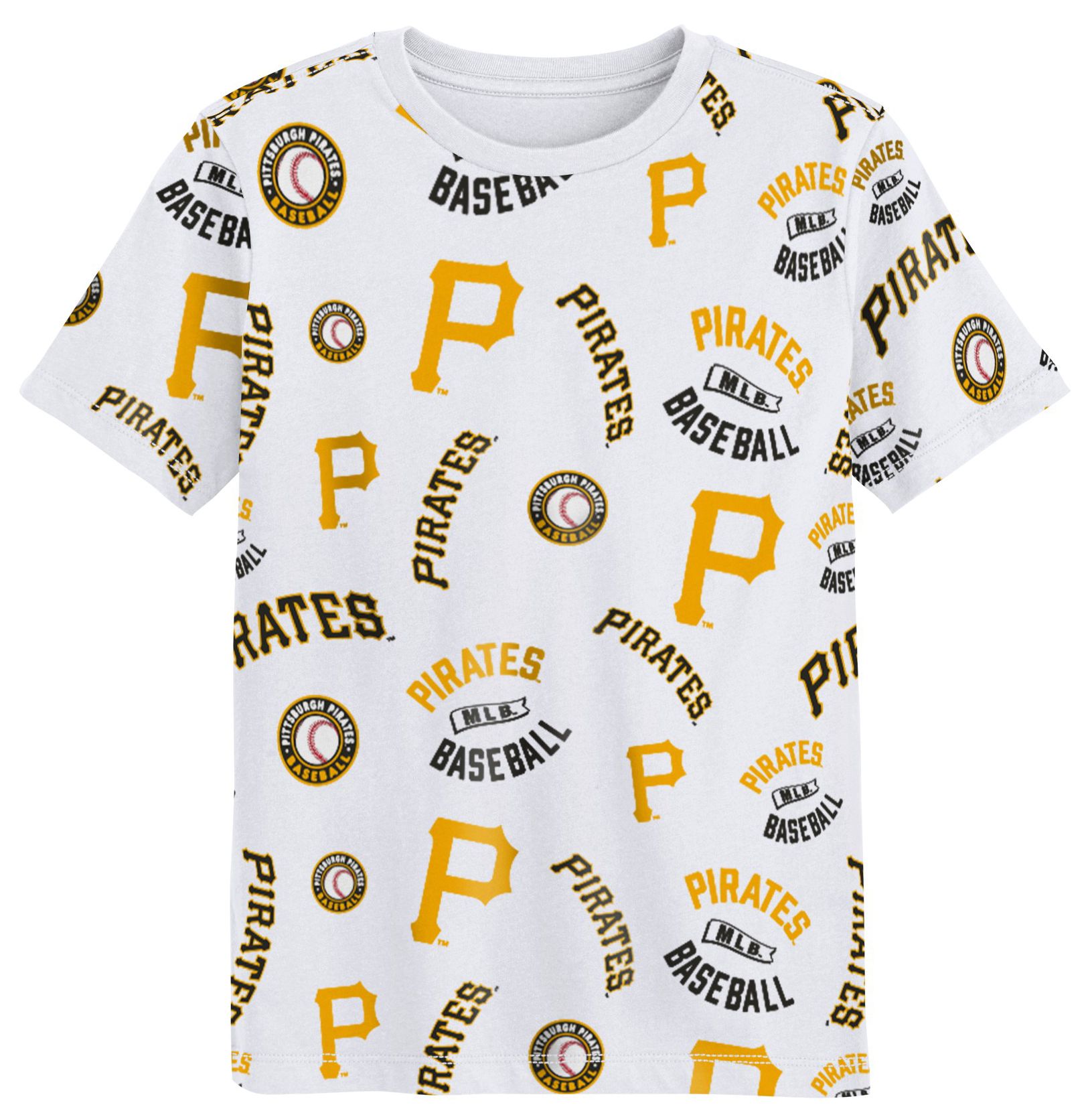 MLB Team Apparel Boys' Pittsburgh Pirates White Run Down T-Shirt