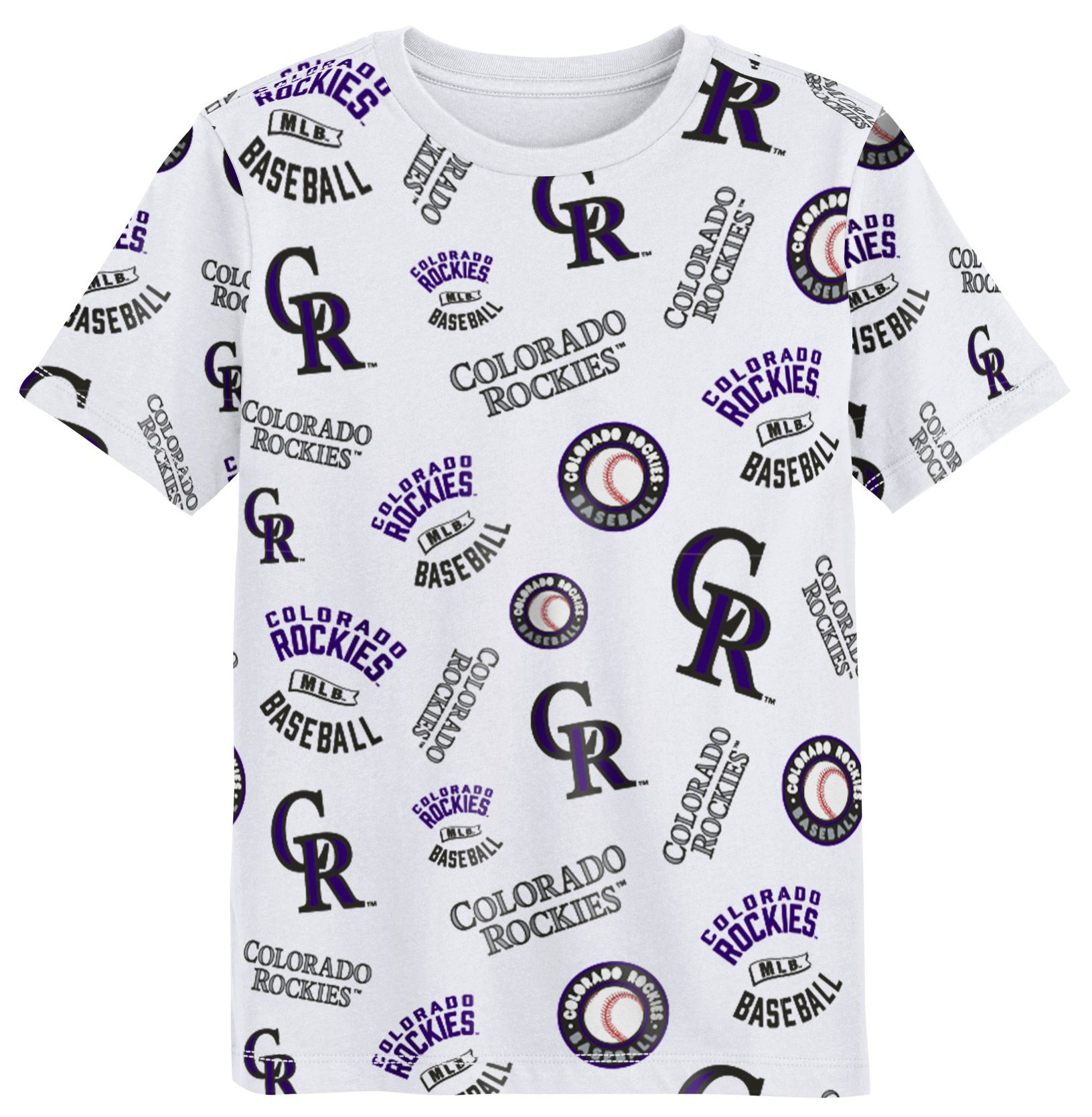 MLB Team Apparel Boys' Colorado Rockies White Run Down T-Shirt