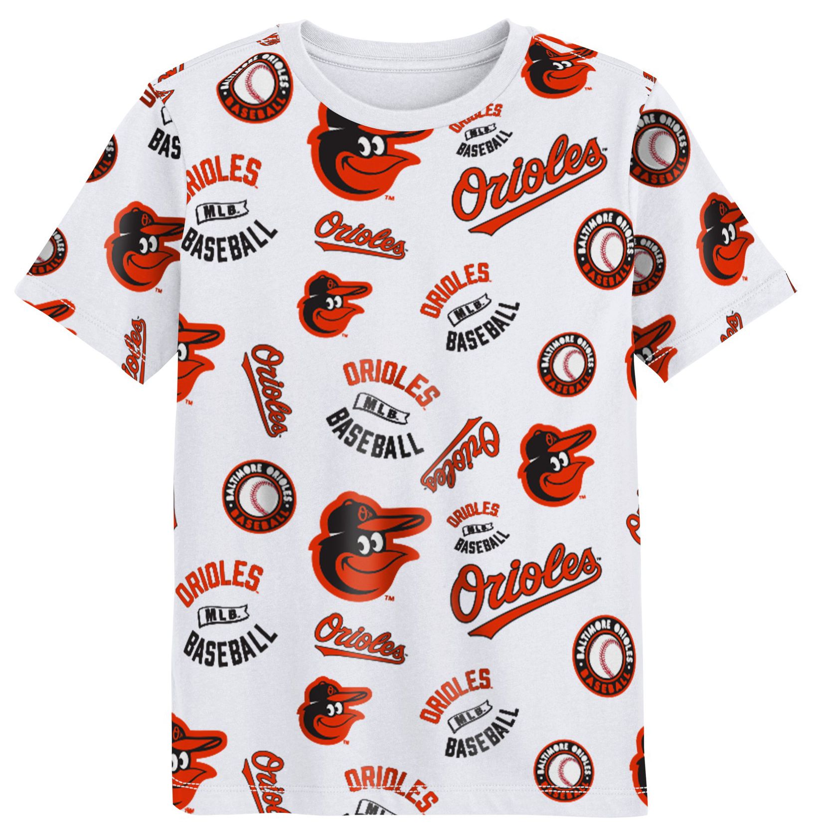 MLB Team Apparel Boys' Baltimore Orioles White Run Down T-Shirt