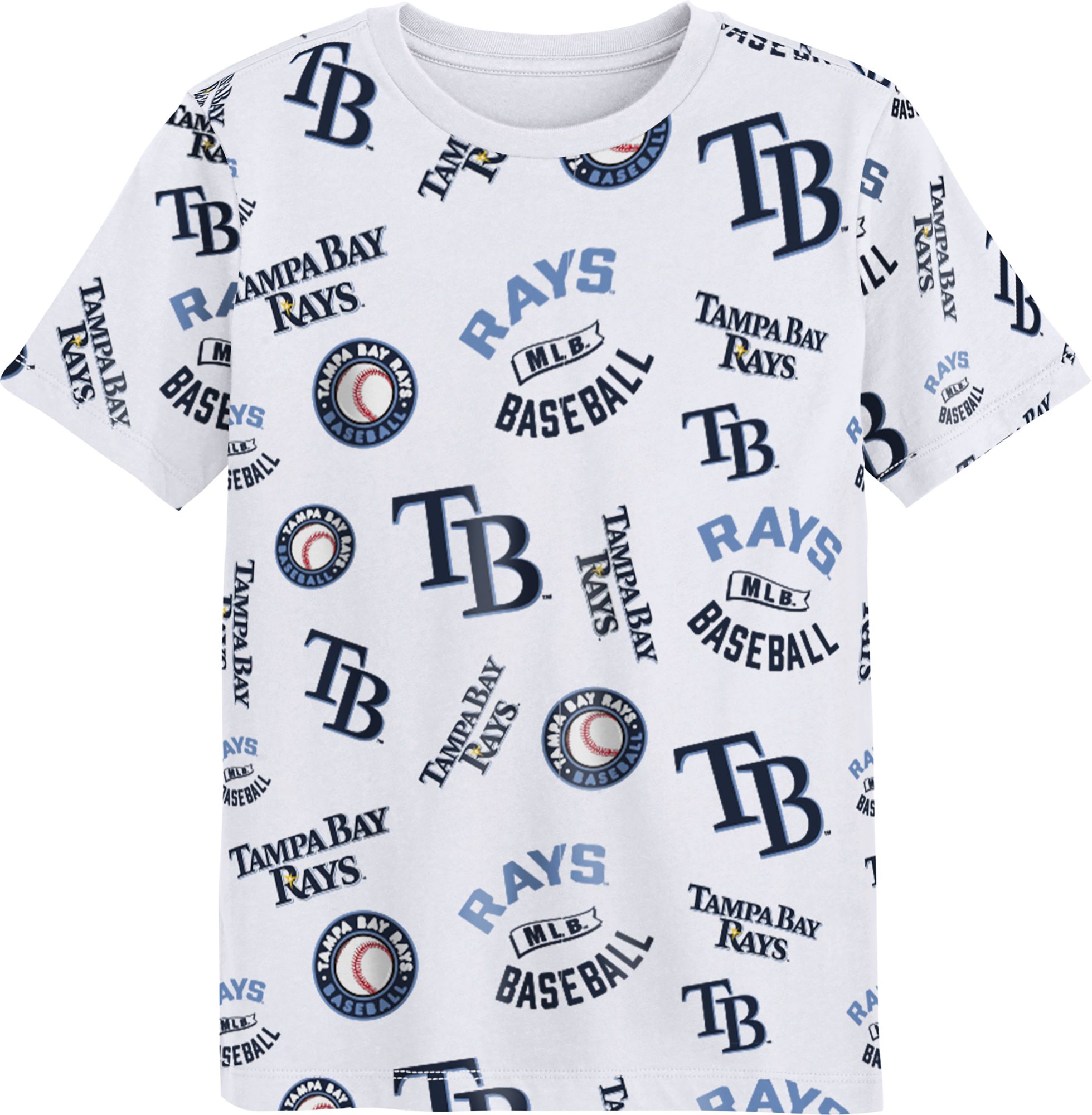 MLB Team Apparel Boys' Tampa Bay Rays White Run Down T-Shirt