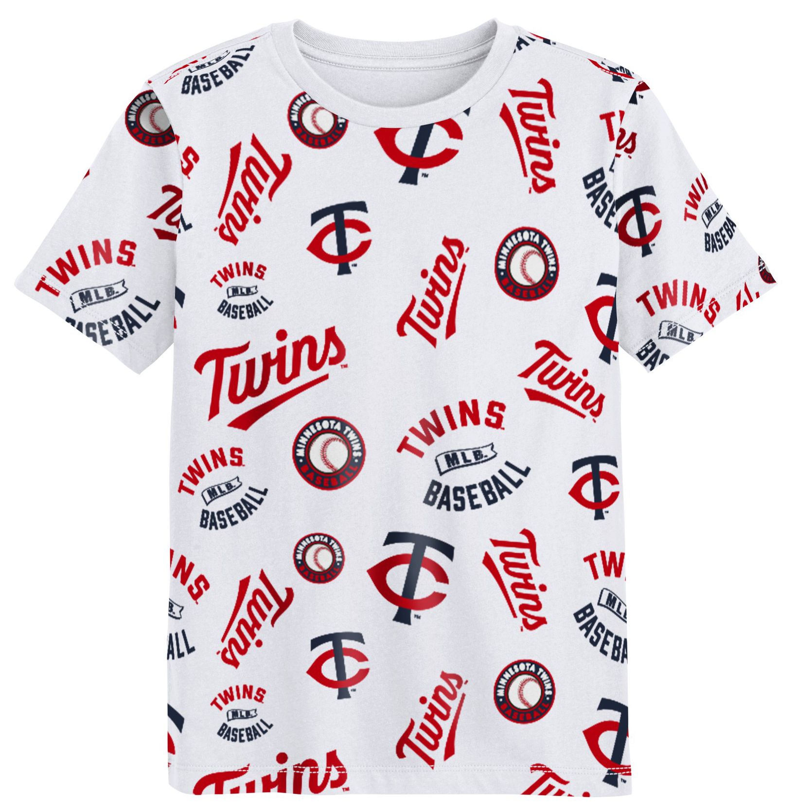 MLB Team Apparel Boys' Minnesota Twins White Run Down T-Shirt