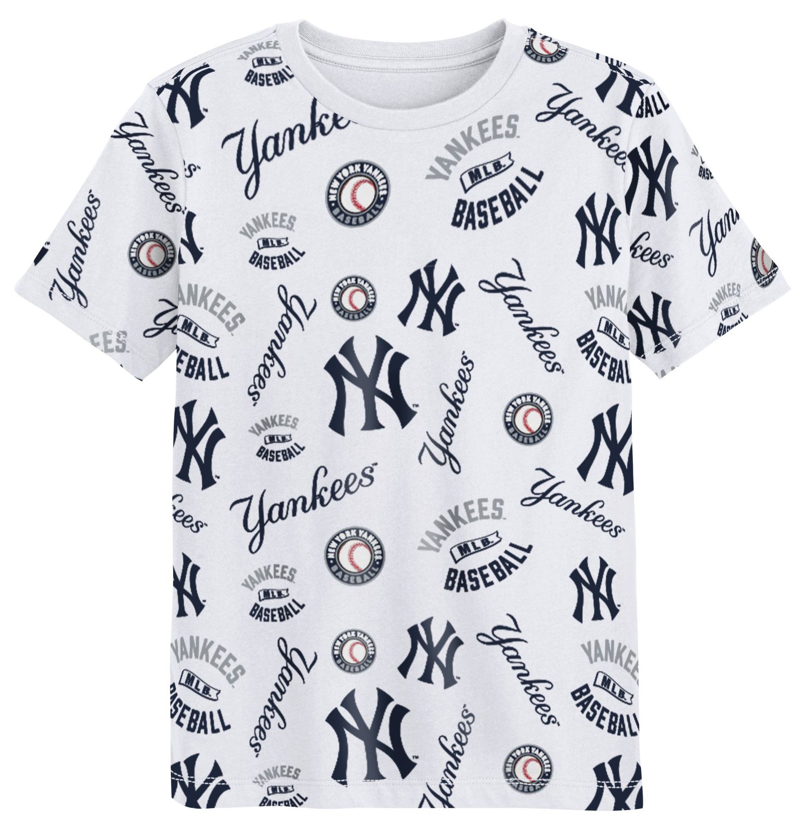 MLB Team Apparel Boys' New York Yankees White Run Down T-Shirt
