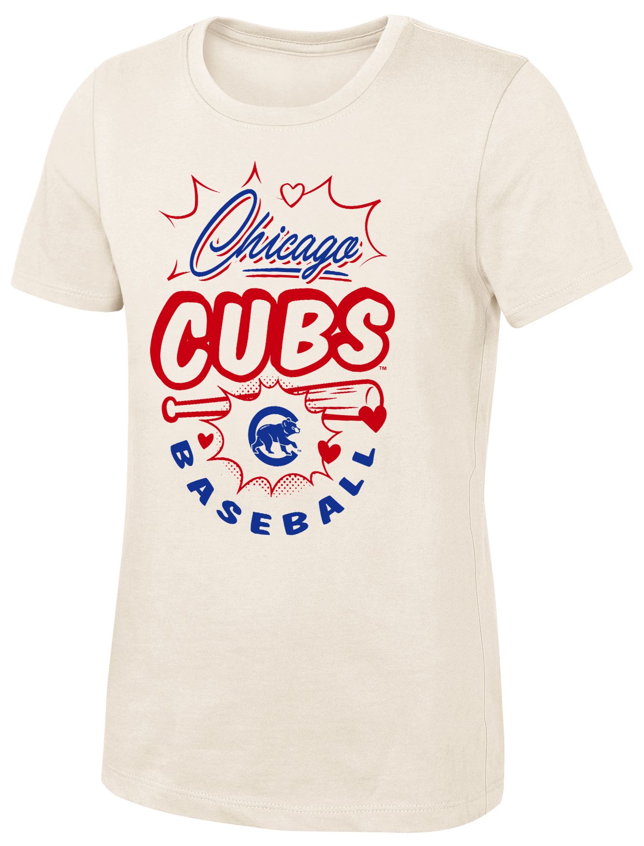 MLB Team Apparel Girls' Chicago Cubs Tan Baseball Day T-Shirt