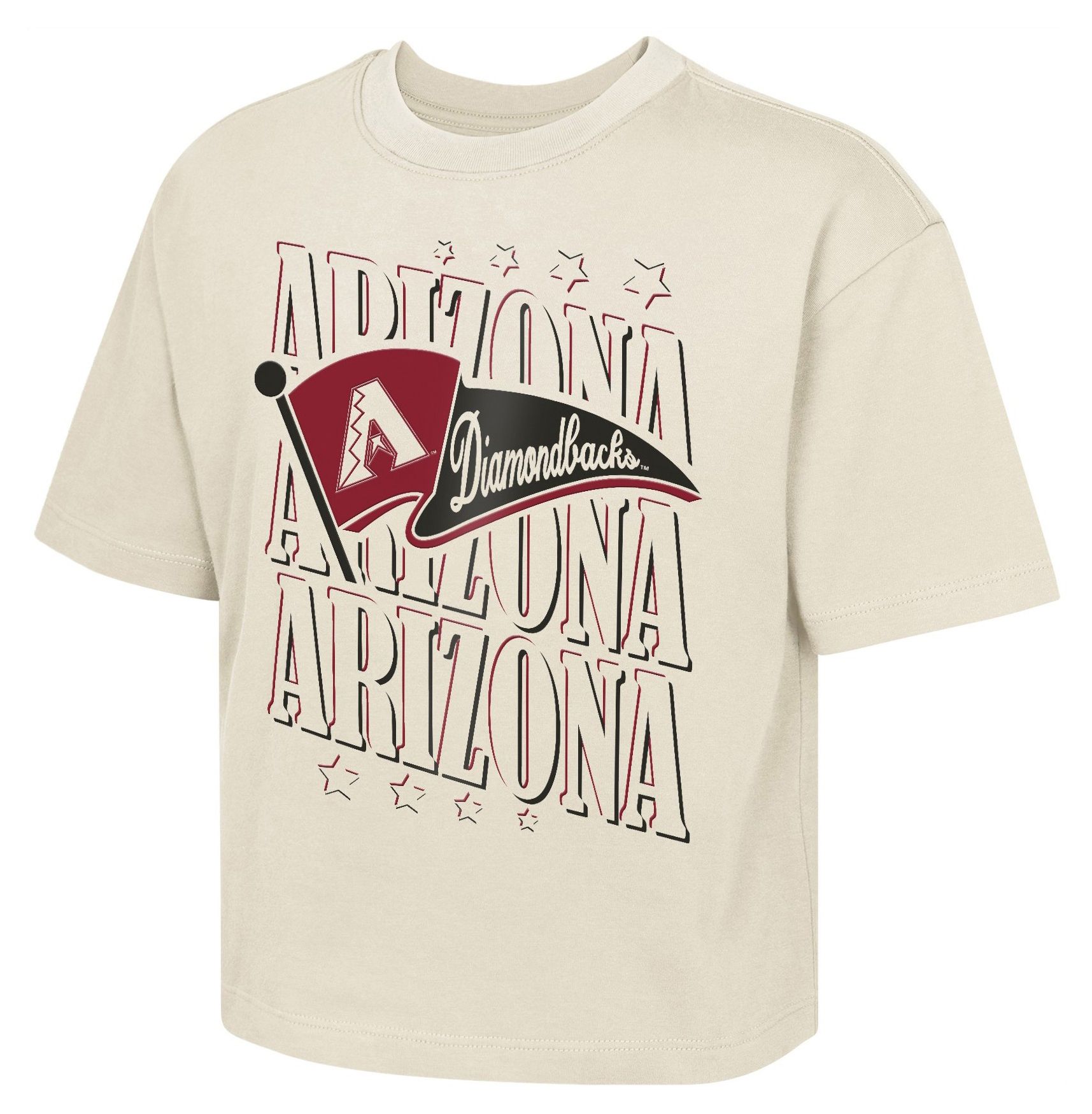 MLB Team Apparel Girls' Arizona Diamondbacks Tan Team Flag Boxy T-Shirt