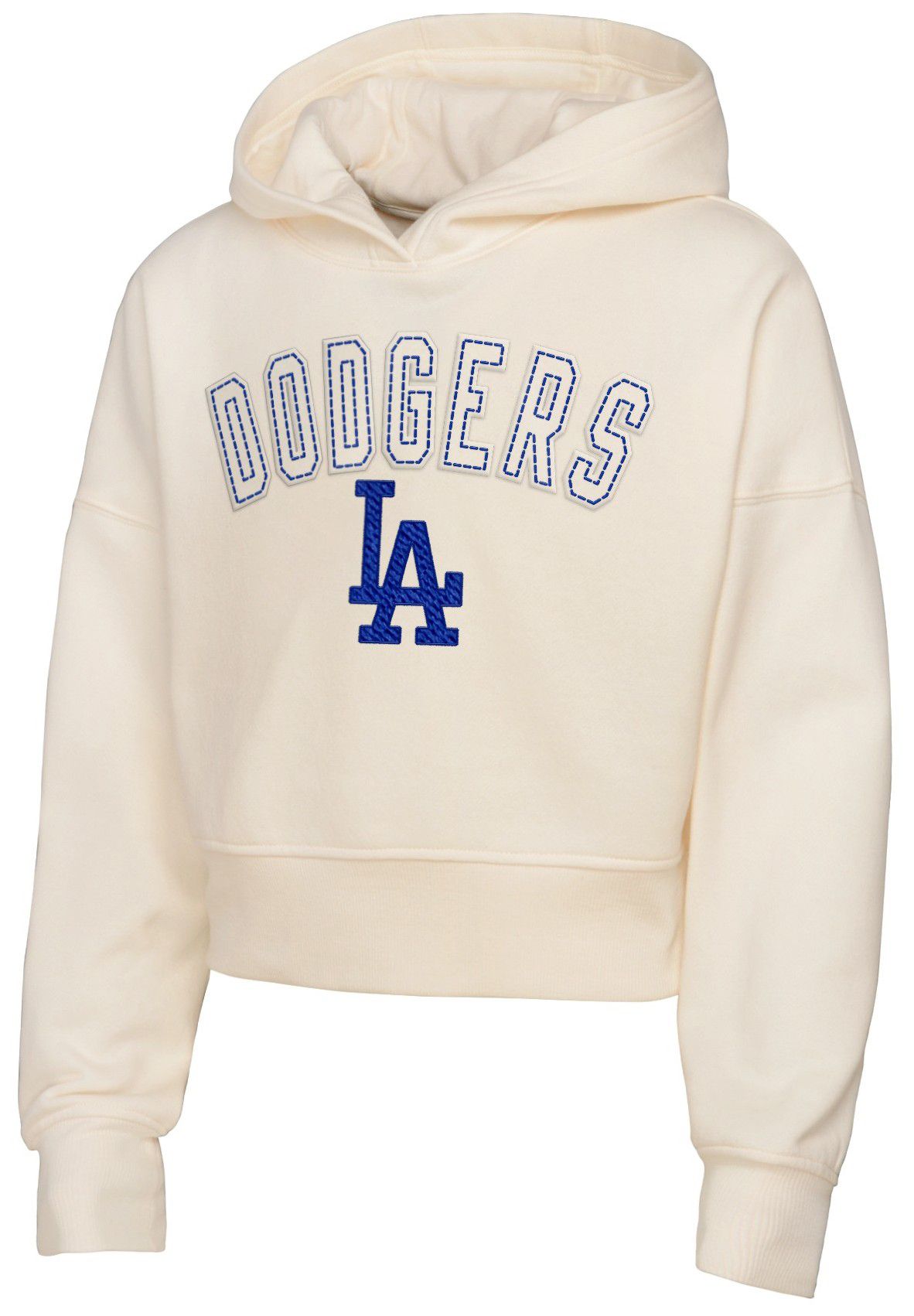 MLB Team Apparel Girls' Los Angeles Dodgers Tan Blitz Cropped Hoodie
