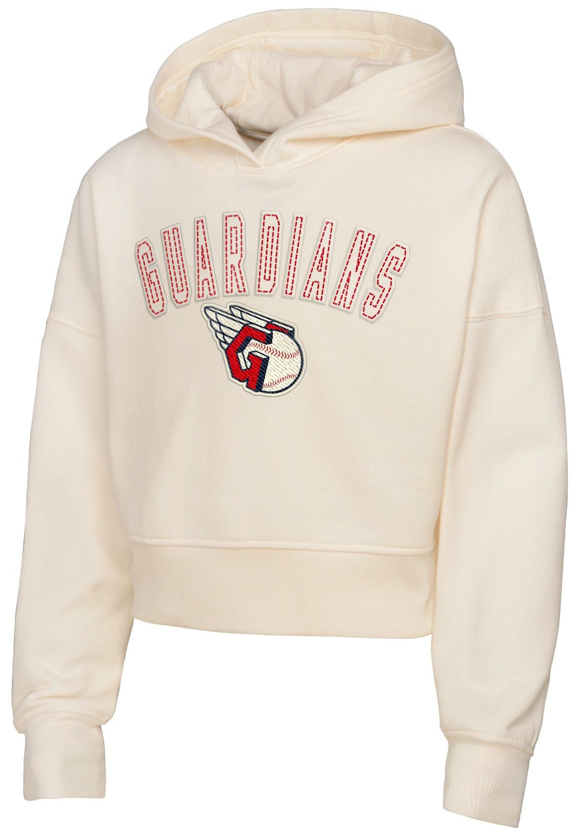 MLB Team Apparel Girls' Cleveland Guardians Tan Blitz Cropped Hoodie