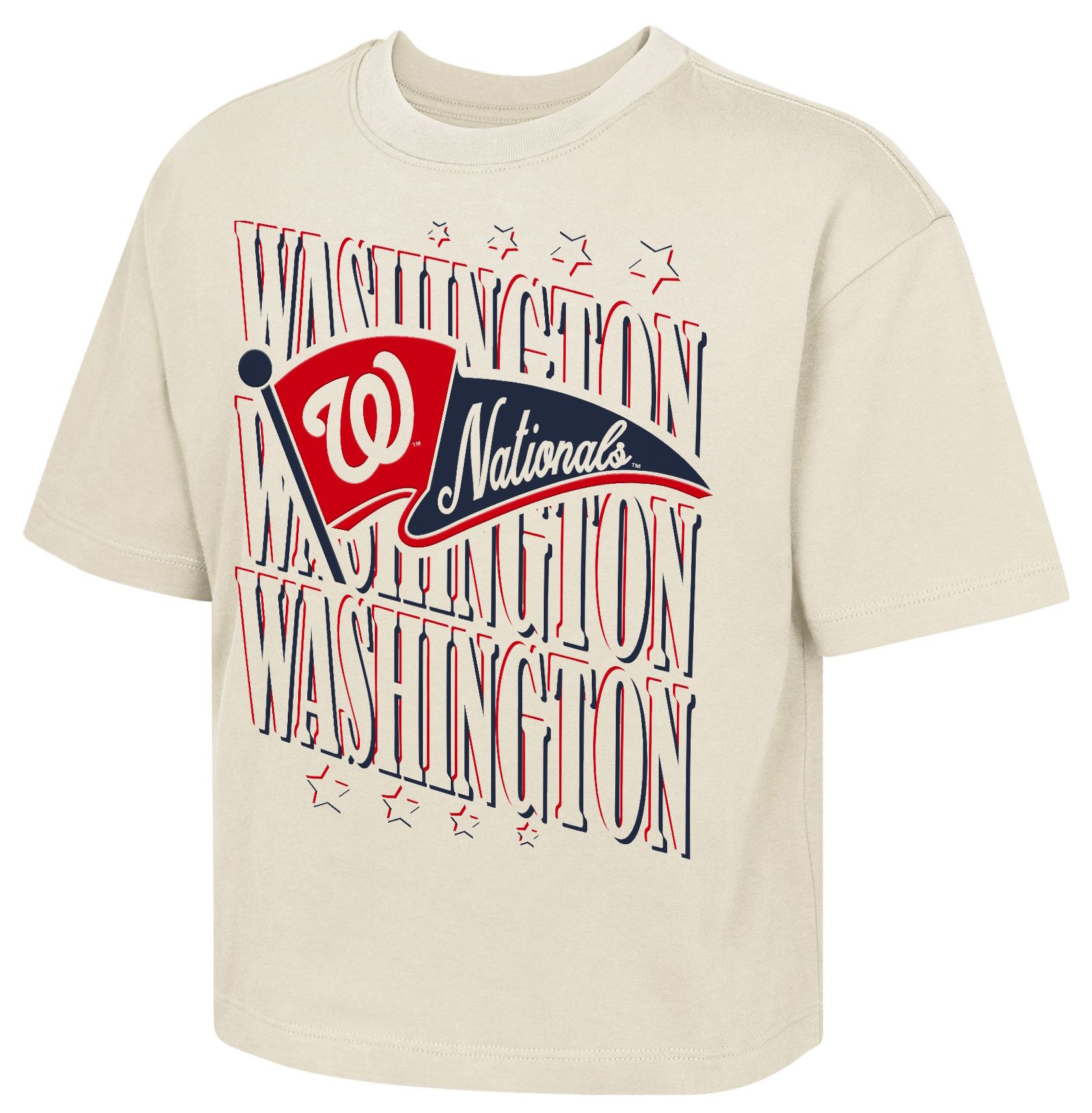 MLB Team Apparel Girls' Washington Nationals Tan Team Flag Boxy T-Shirt