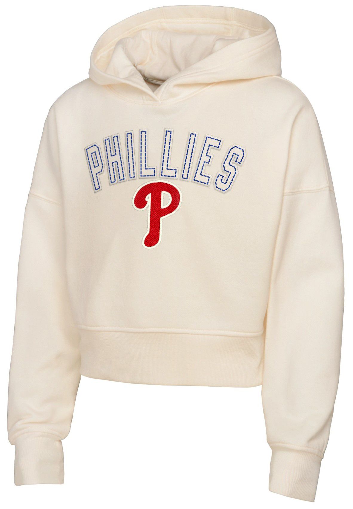 MLB Team Apparel Girls' Philadelphia Phillies Tan Blitz Cropped Hoodie