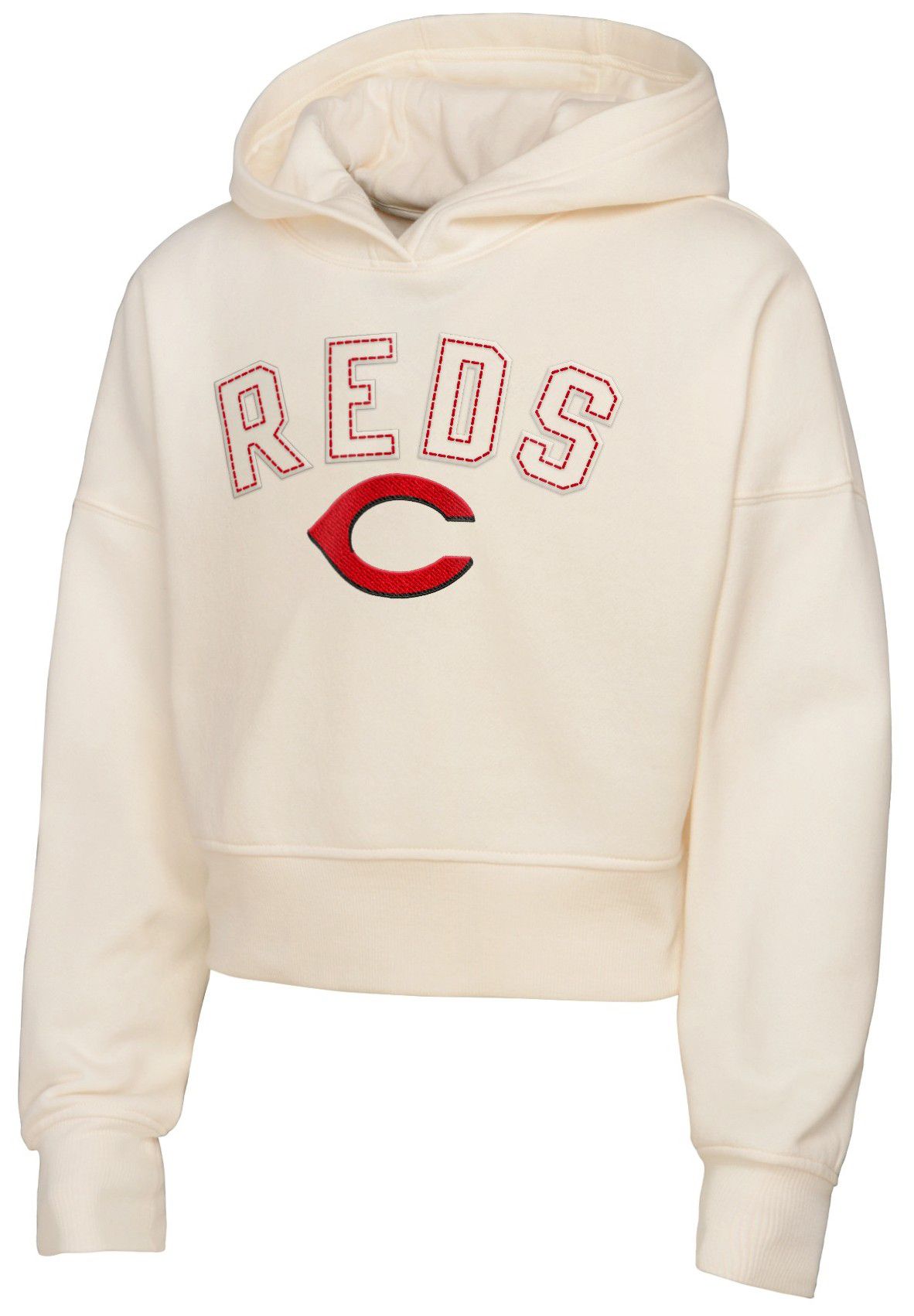 MLB Team Apparel Girls' Cincinnati Reds Tan Blitz Cropped Hoodie
