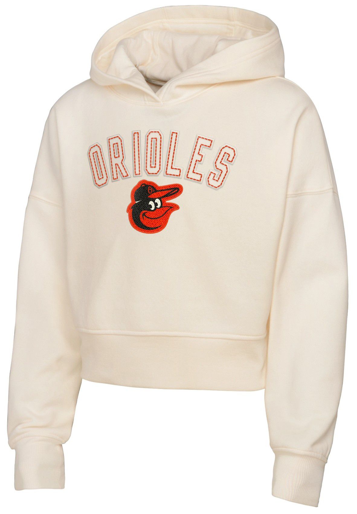 MLB Team Apparel Girls' Baltimore Orioles Tan Blitz Cropped Hoodie