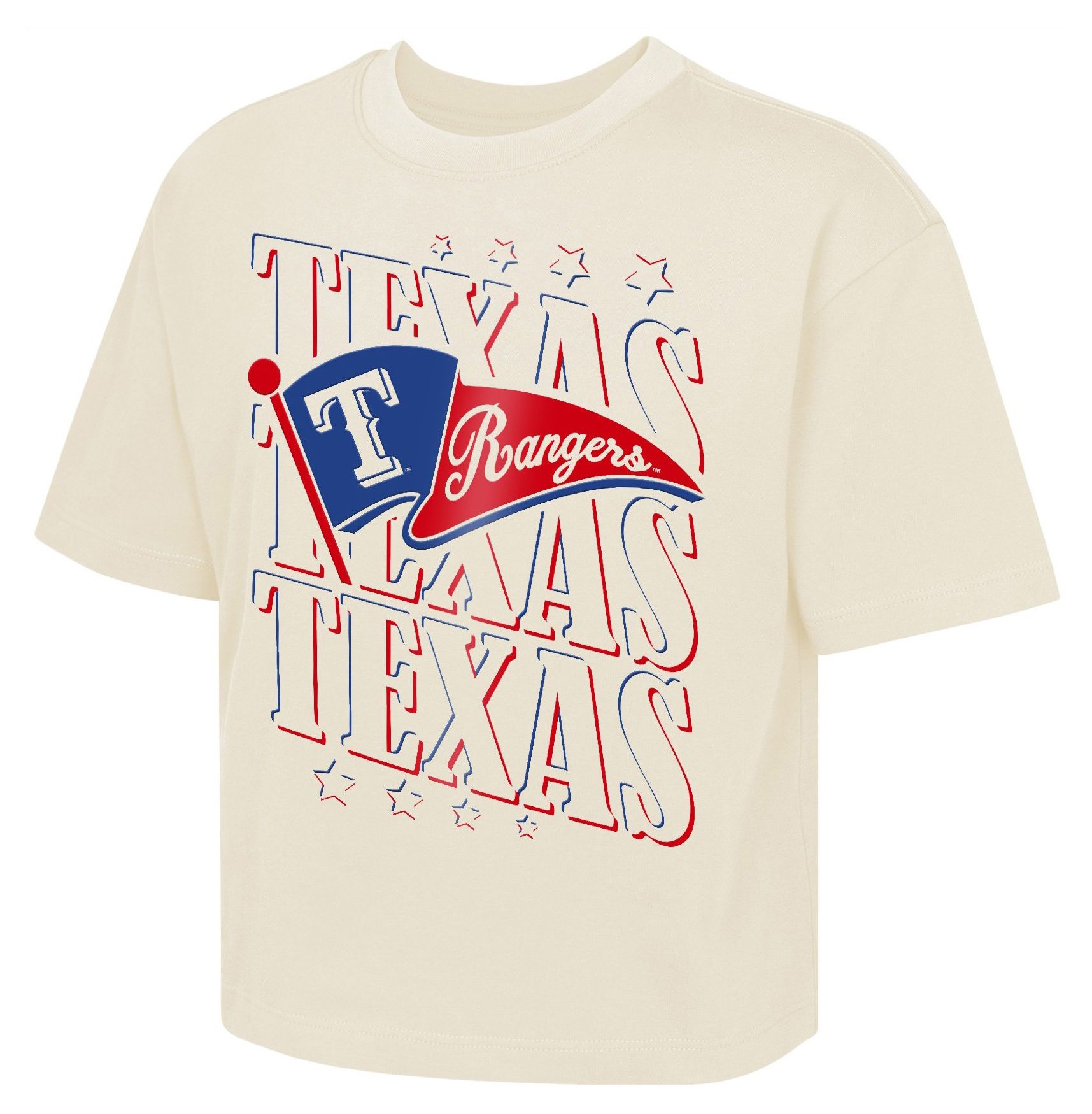 MLB Team Apparel Girls' Texas Rangers Tan Team Flag Boxy T-Shirt
