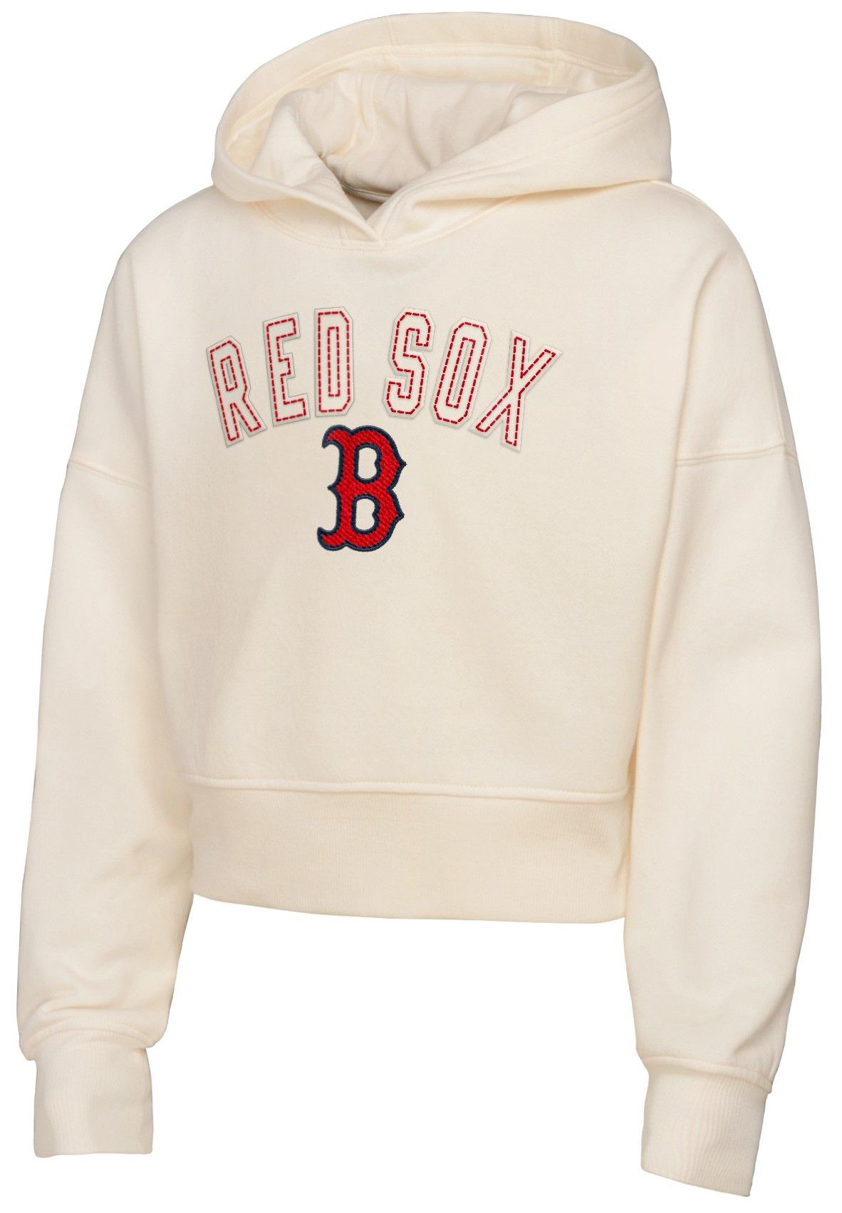 MLB Team Apparel Girls' Boston Red Sox Tan Blitz Cropped Hoodie