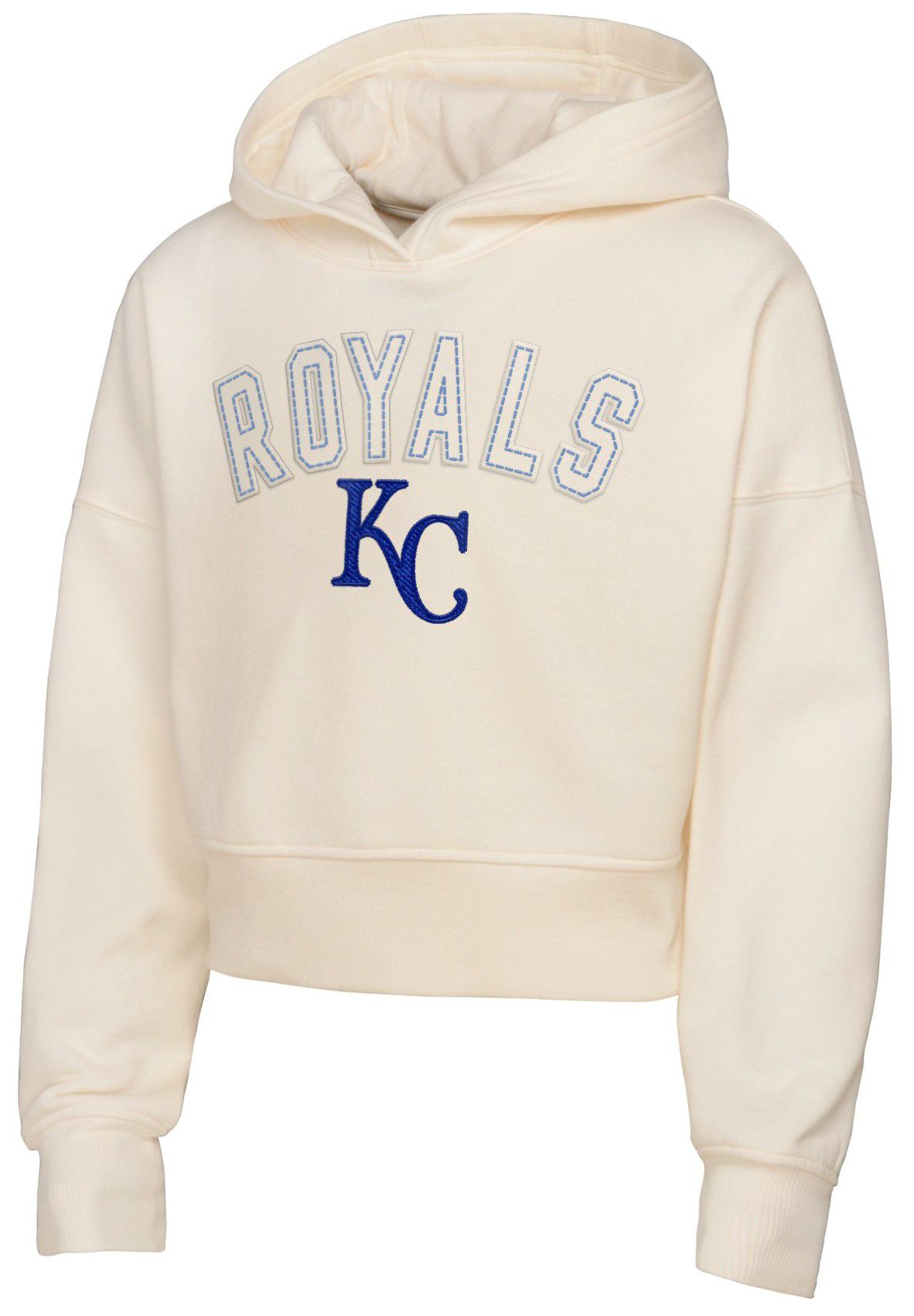 MLB Team Apparel Girls' Kansas City Royals Tan Blitz Cropped Hoodie
