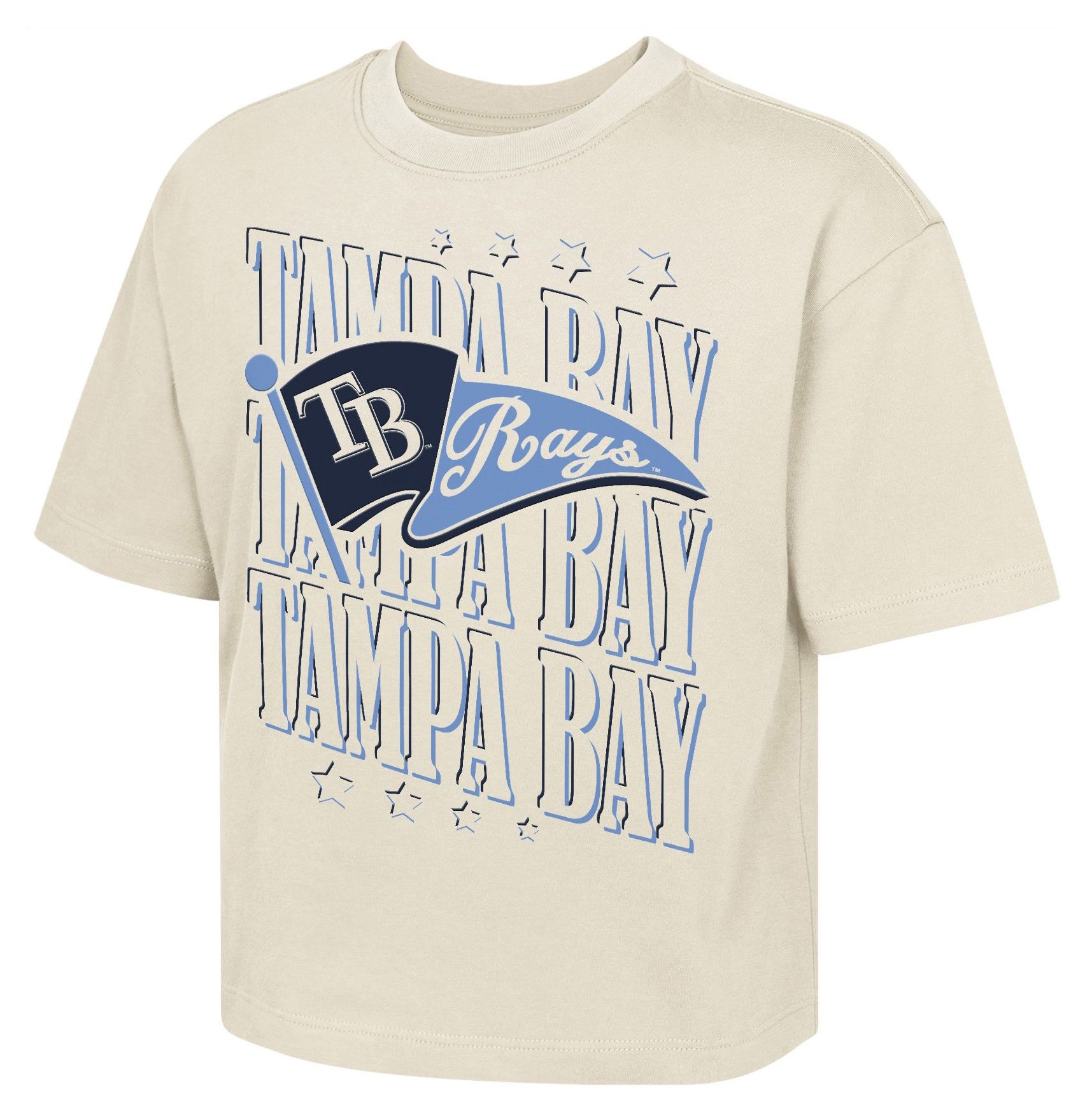 MLB Team Apparel Girls' Tampa Bay Rays Tan Team Flag Boxy T-Shirt