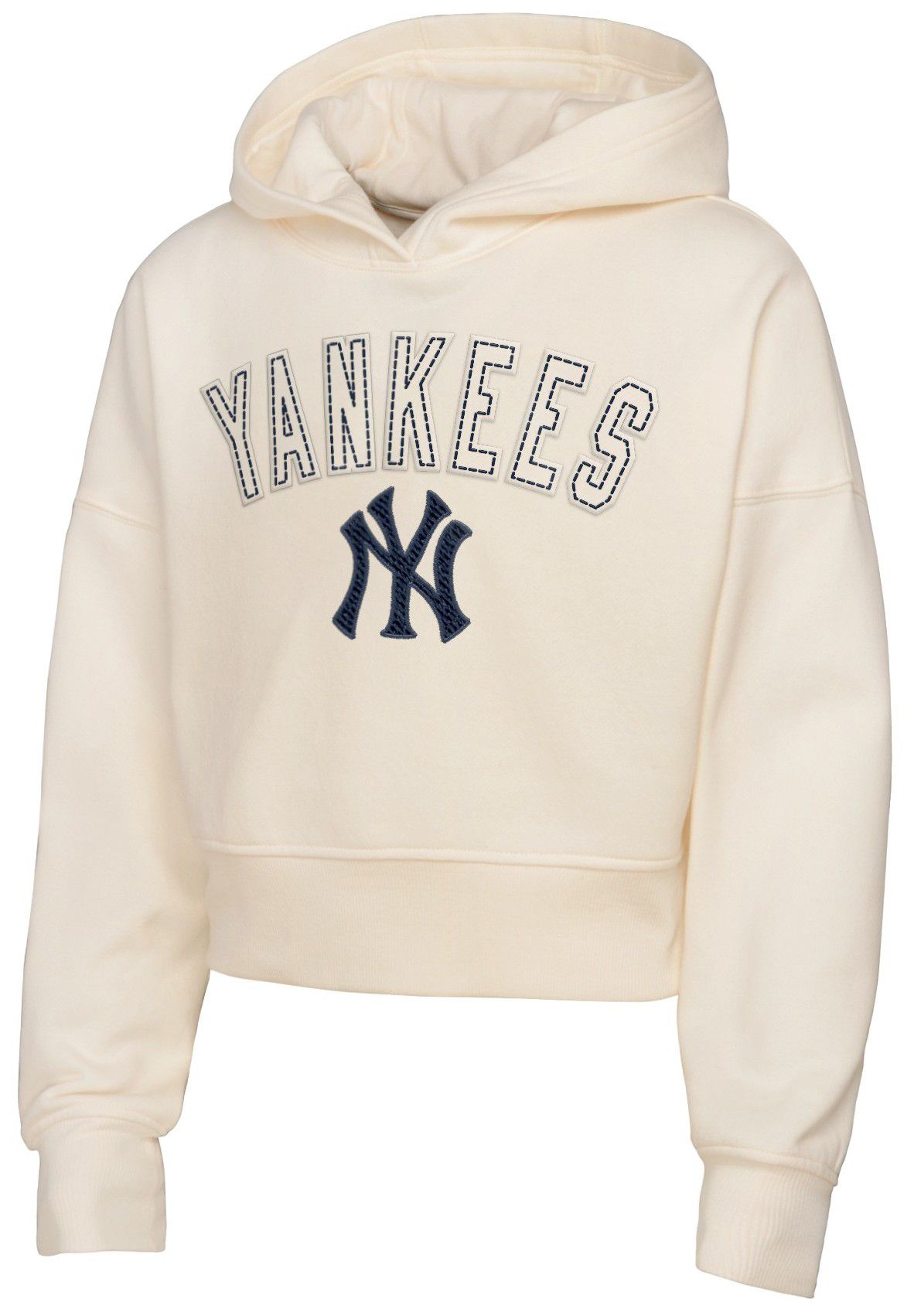 MLB Team Apparel Girls' New York Yankees Tan Blitz Cropped Hoodie