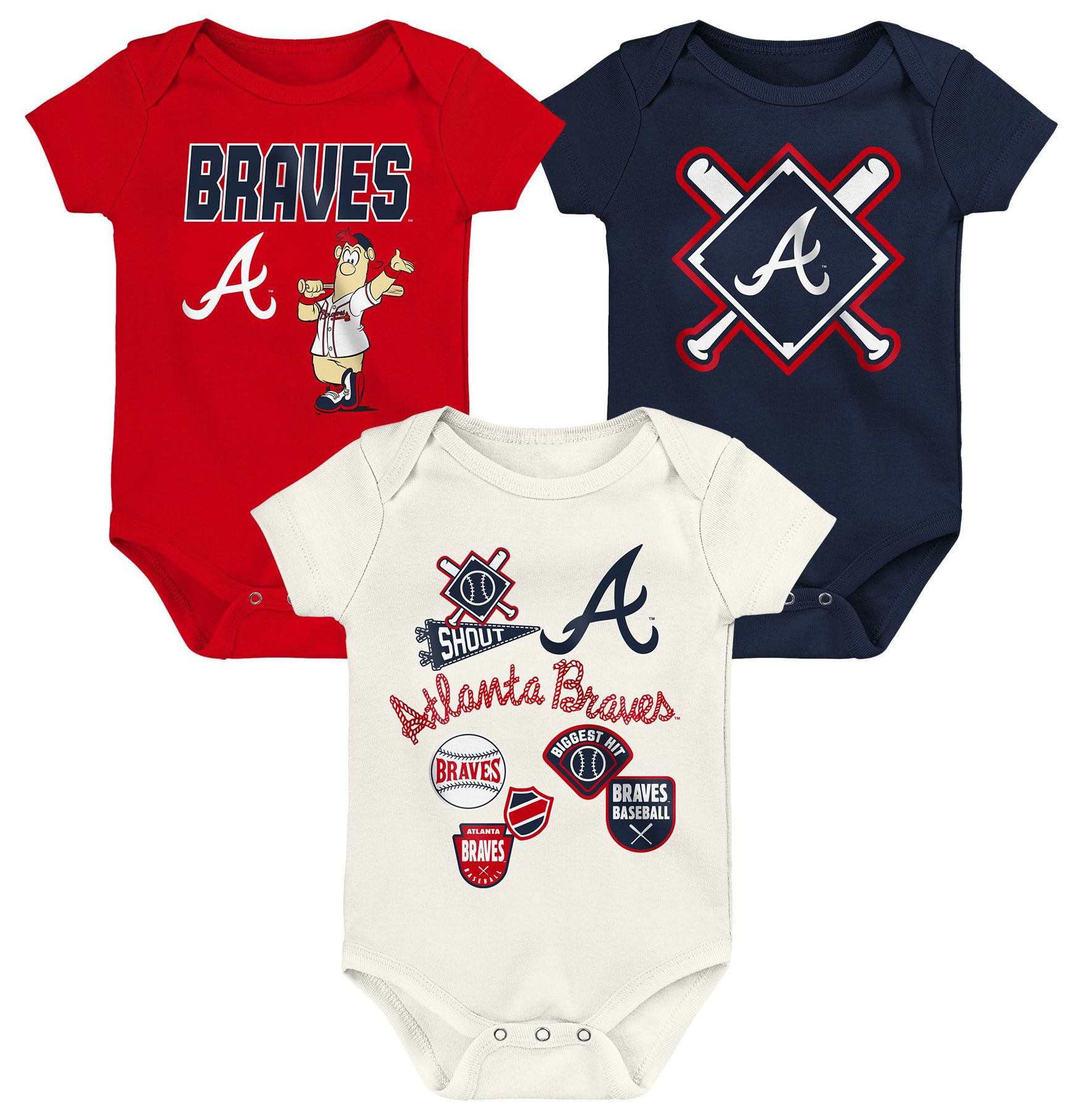 MLB Team Apparel Newborn Atlanta Braves Home Plate 3-Piece Creeper