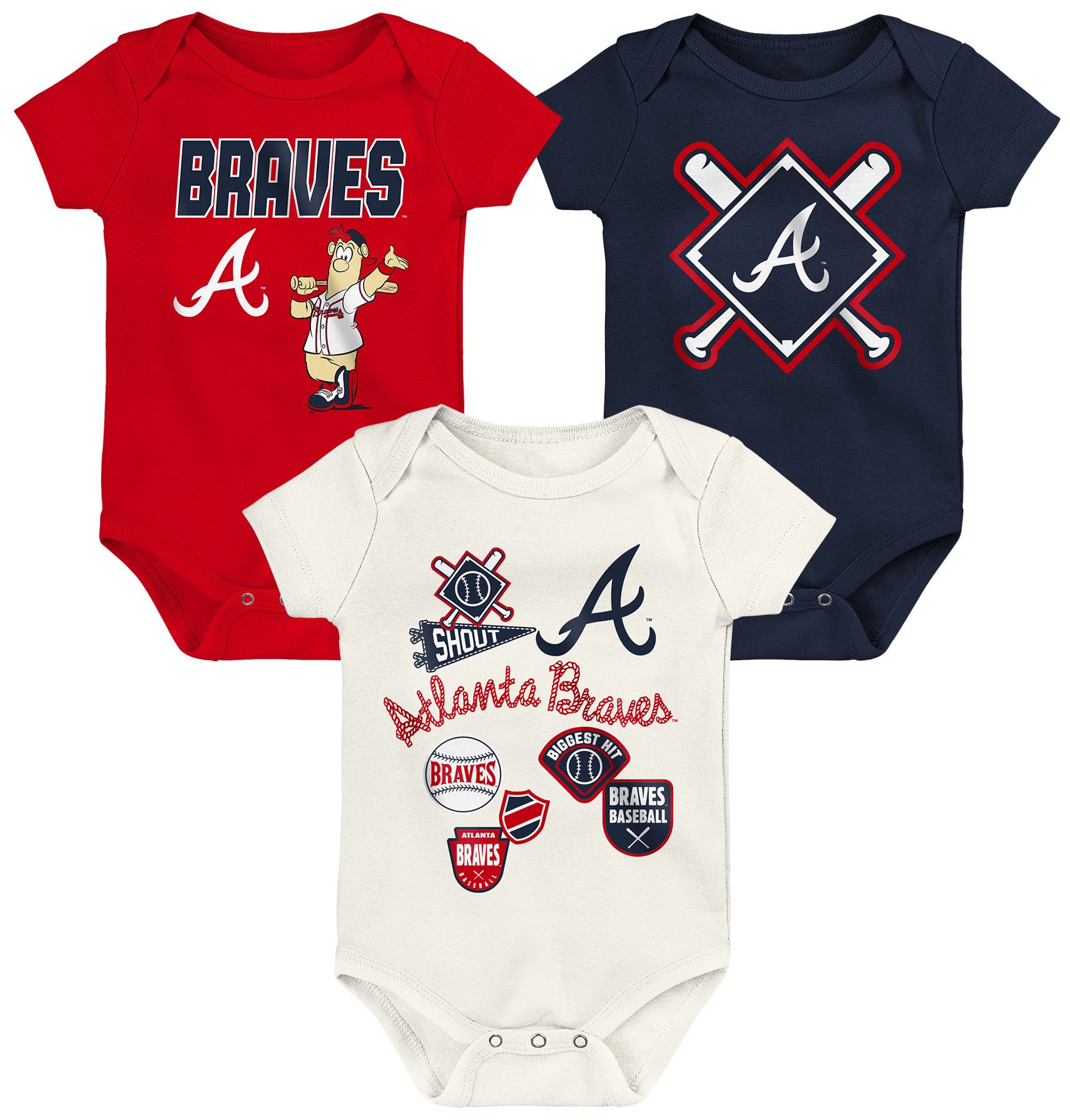 MLB Team Apparel Infant Atlanta Braves Home Plate 3-Piece Creeper