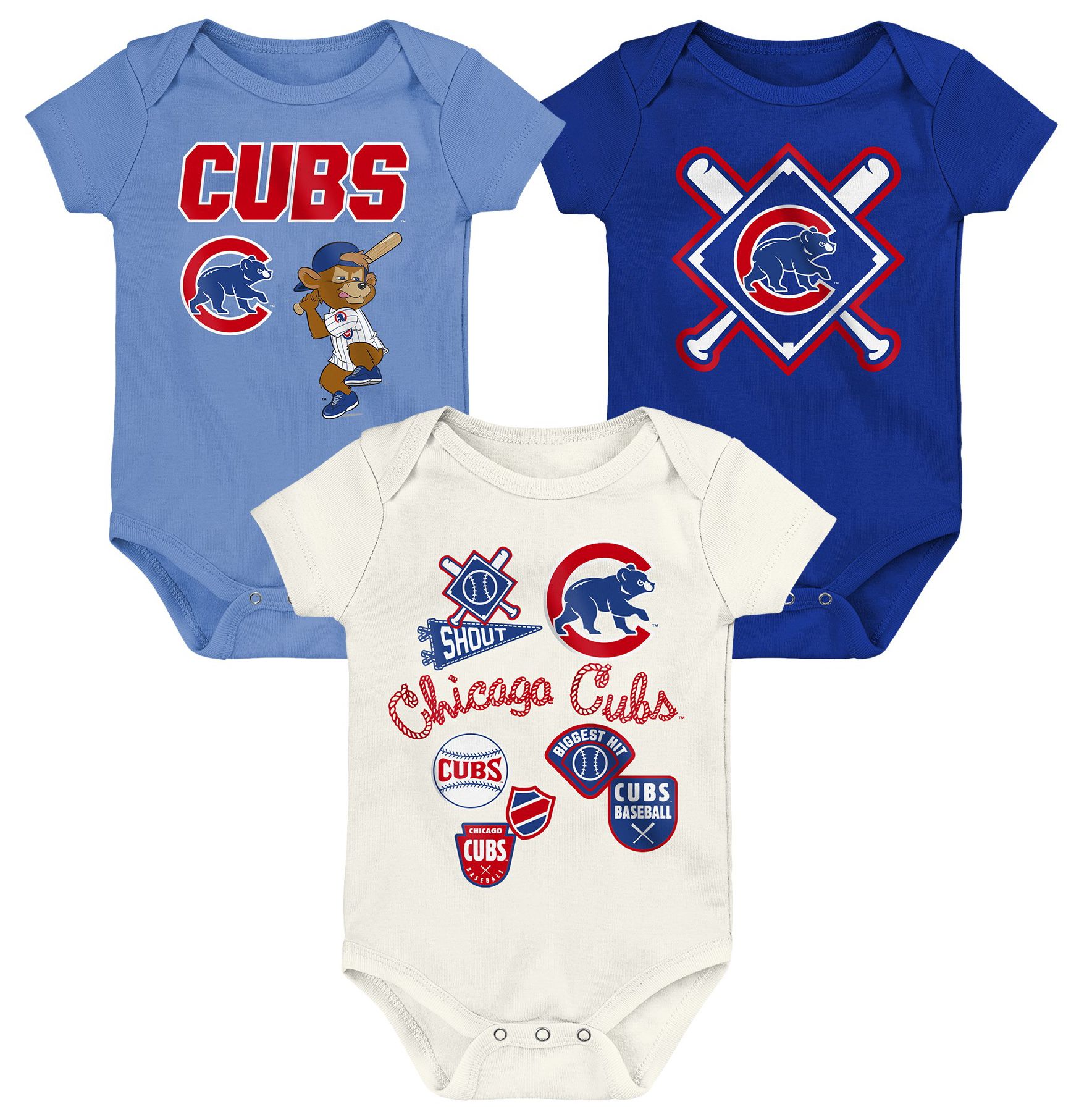 MLB Team Apparel Newborn Chicago Cubs Home Plate 3-Piece Creeper