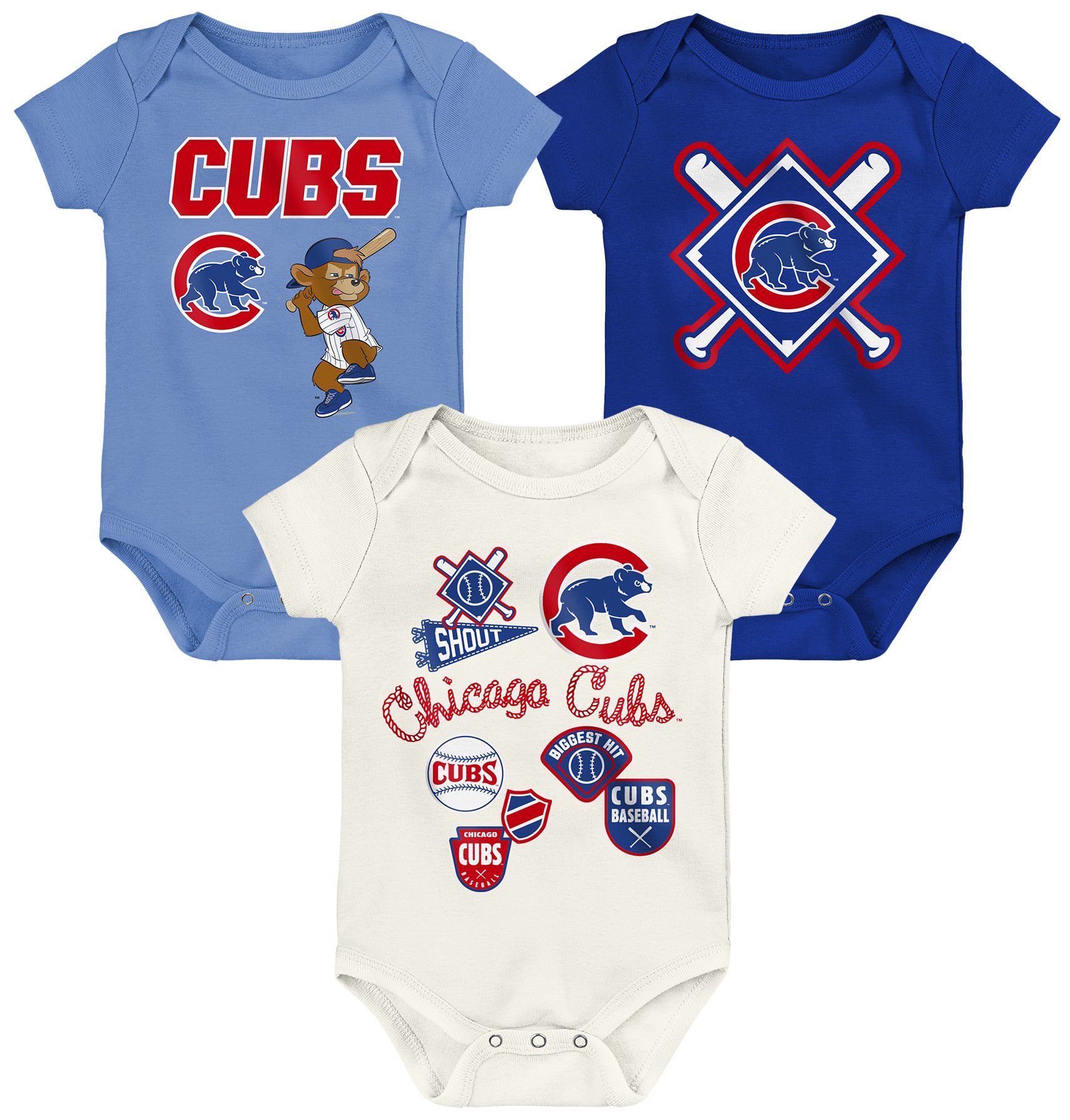 MLB Team Apparel Infant Chicago Cubs Home Plate 3-Piece Creeper