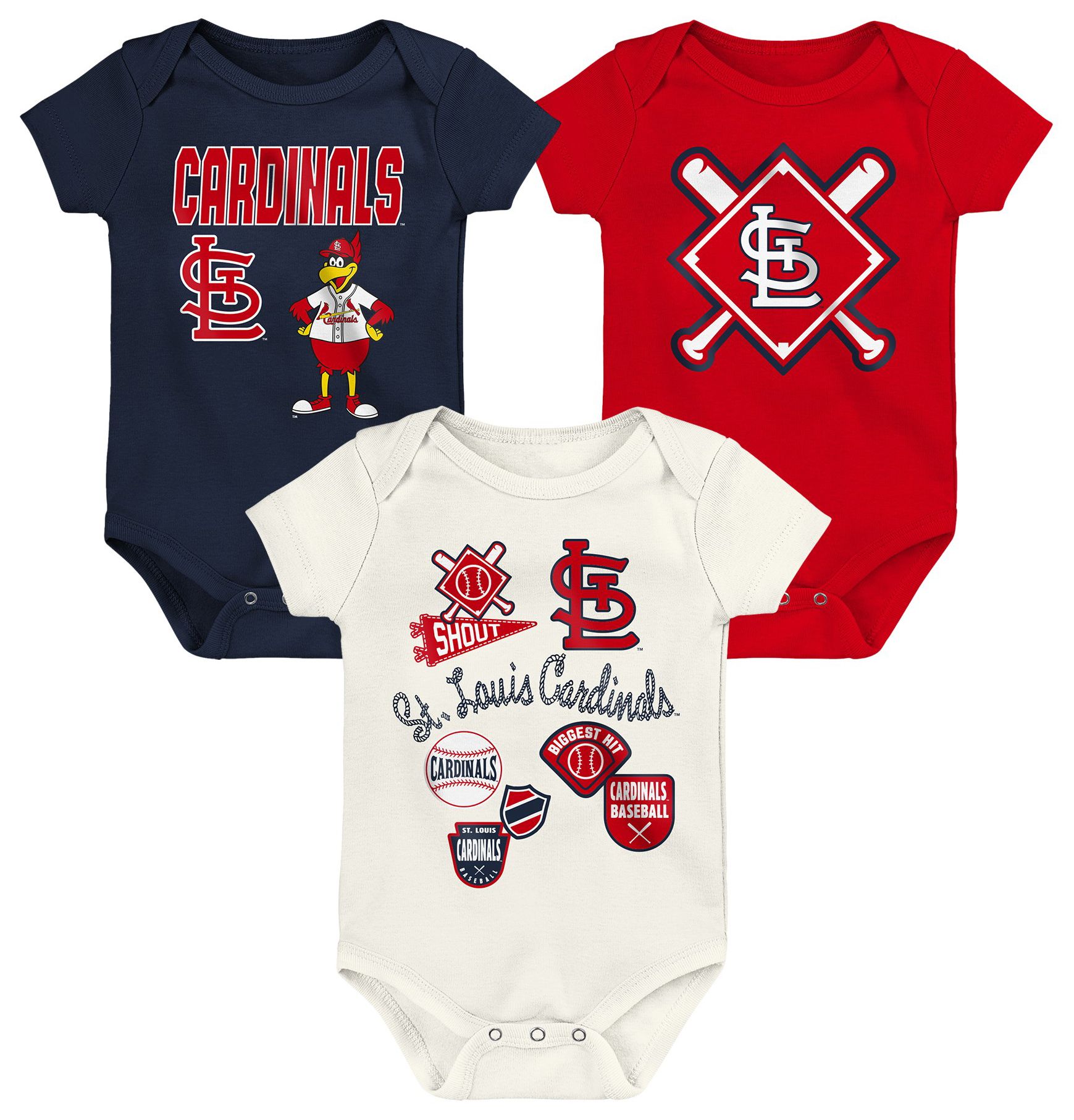 MLB Team Apparel Newborn St. Louis Cardinals Home Plate 3-Piece Creeper