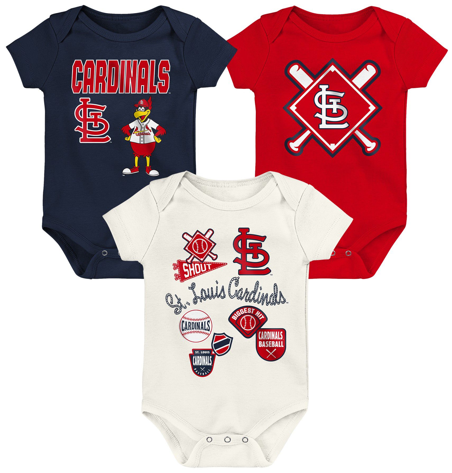 MLB Team Apparel Infant St. Louis Cardinals Home Plate 3-Piece Creeper