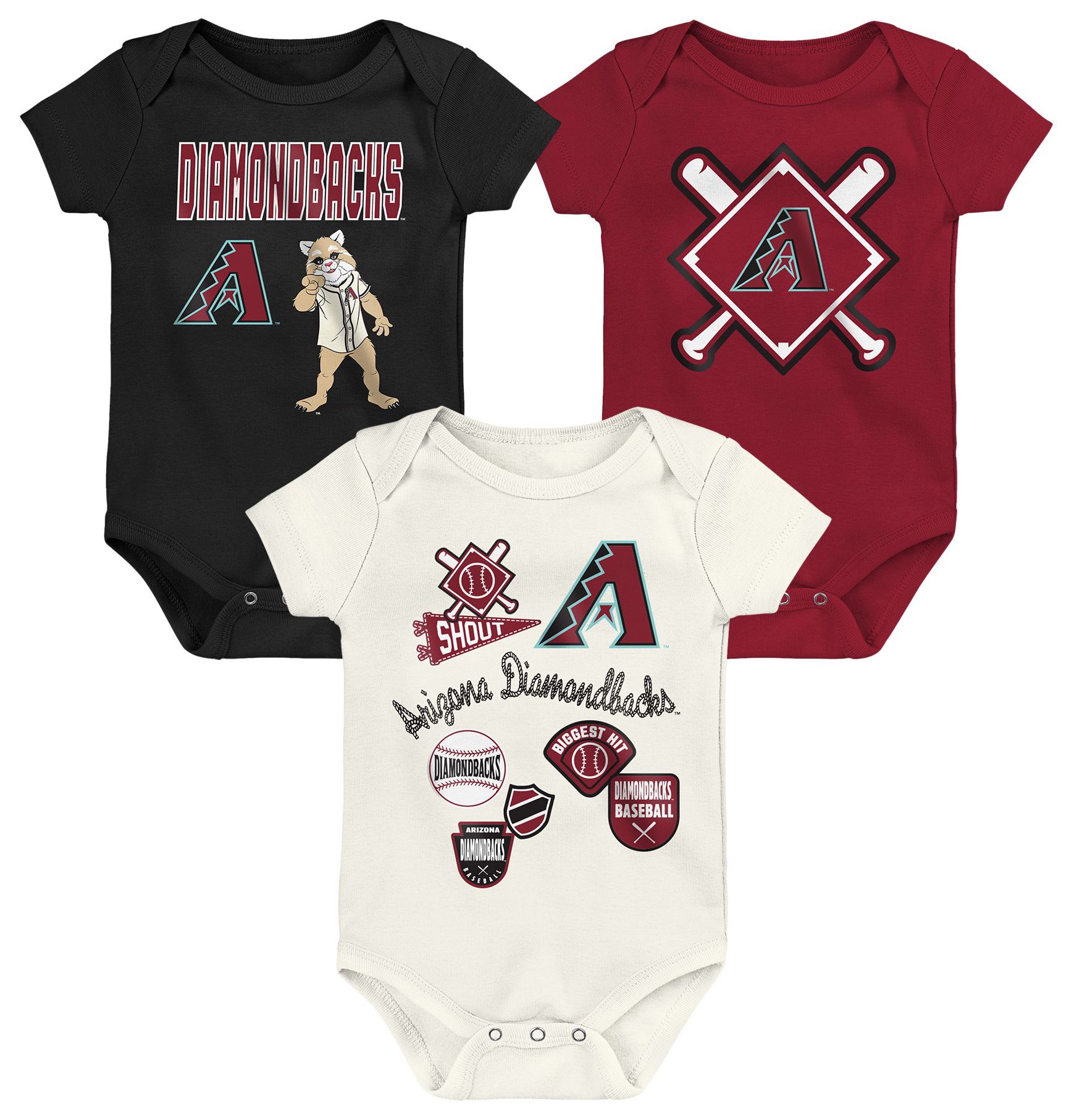 MLB Team Apparel Newborn Arizona Diamondbacks Home Plate 3-Piece Creeper