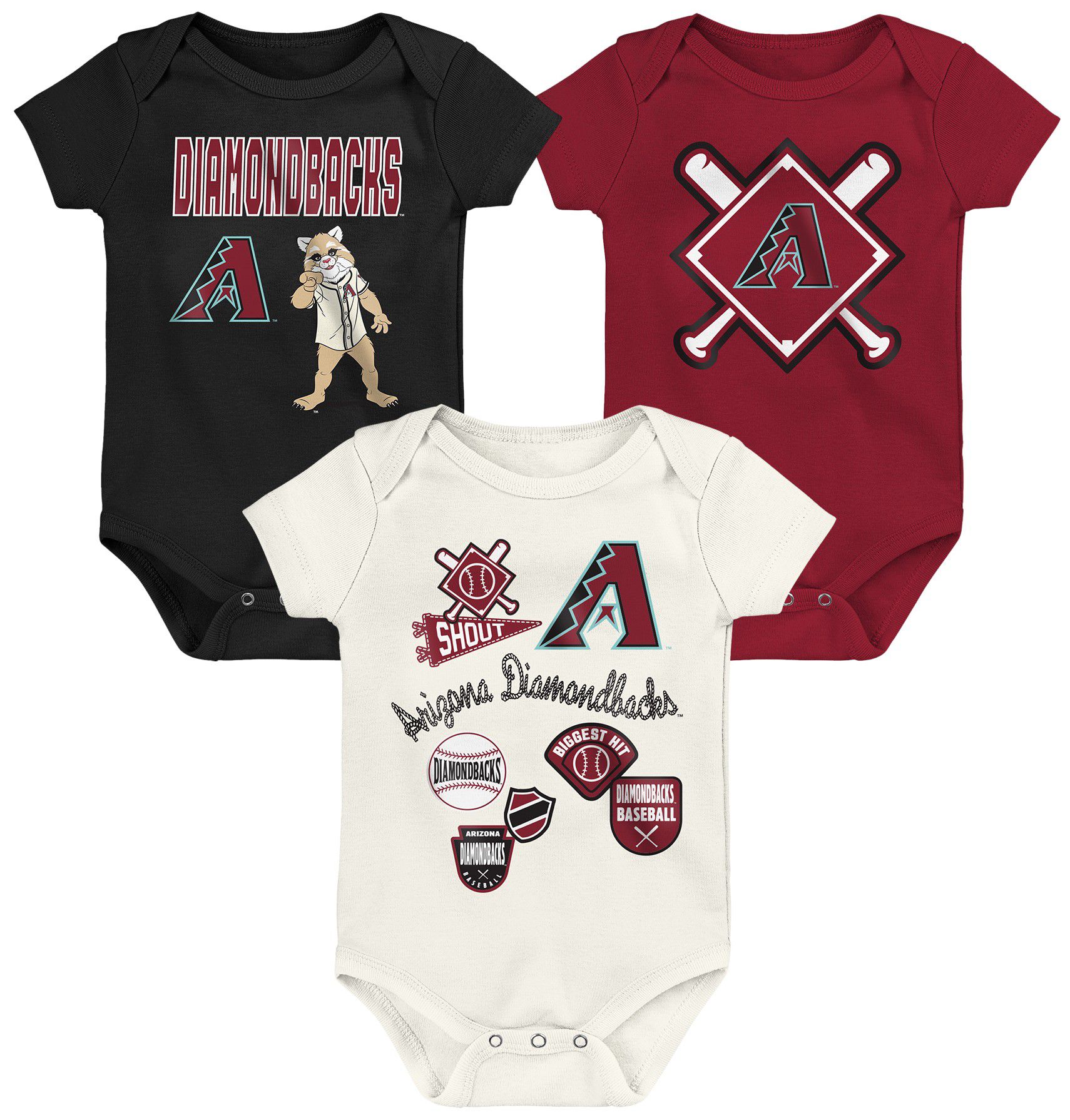 MLB Team Apparel Infant Arizona Diamondbacks Home Plate 3-Piece Creeper