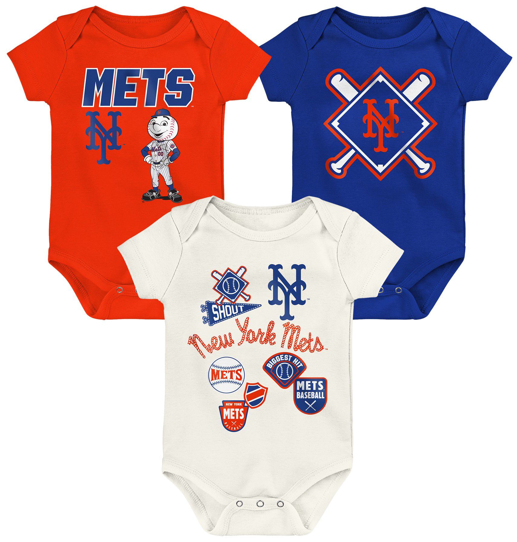 MLB Team Apparel Infant New York Mets Home Plate 3-Piece Creeper