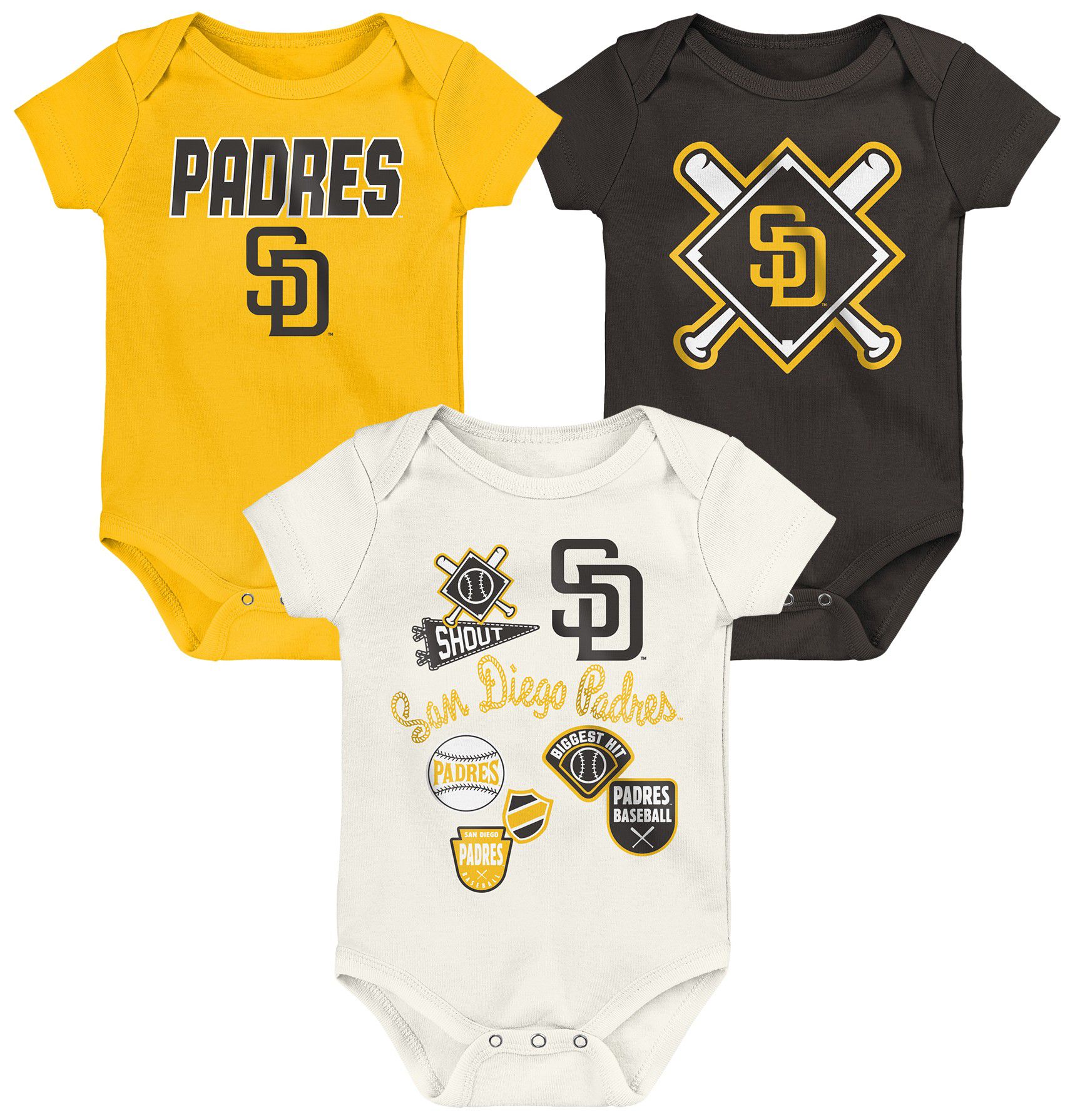 MLB Team Apparel Infant San Diego Padres Home Plate 3-Piece Creeper