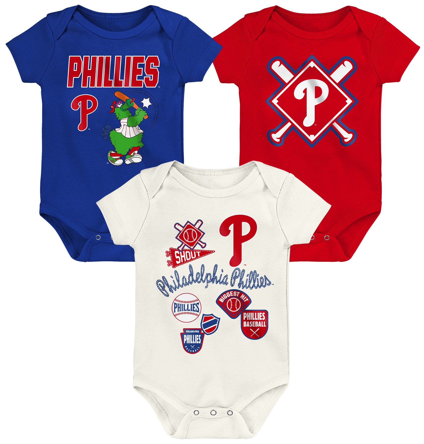 MLB Team Apparel Infant Philadelphia Phillies Home Plate 3-Piece Creeper