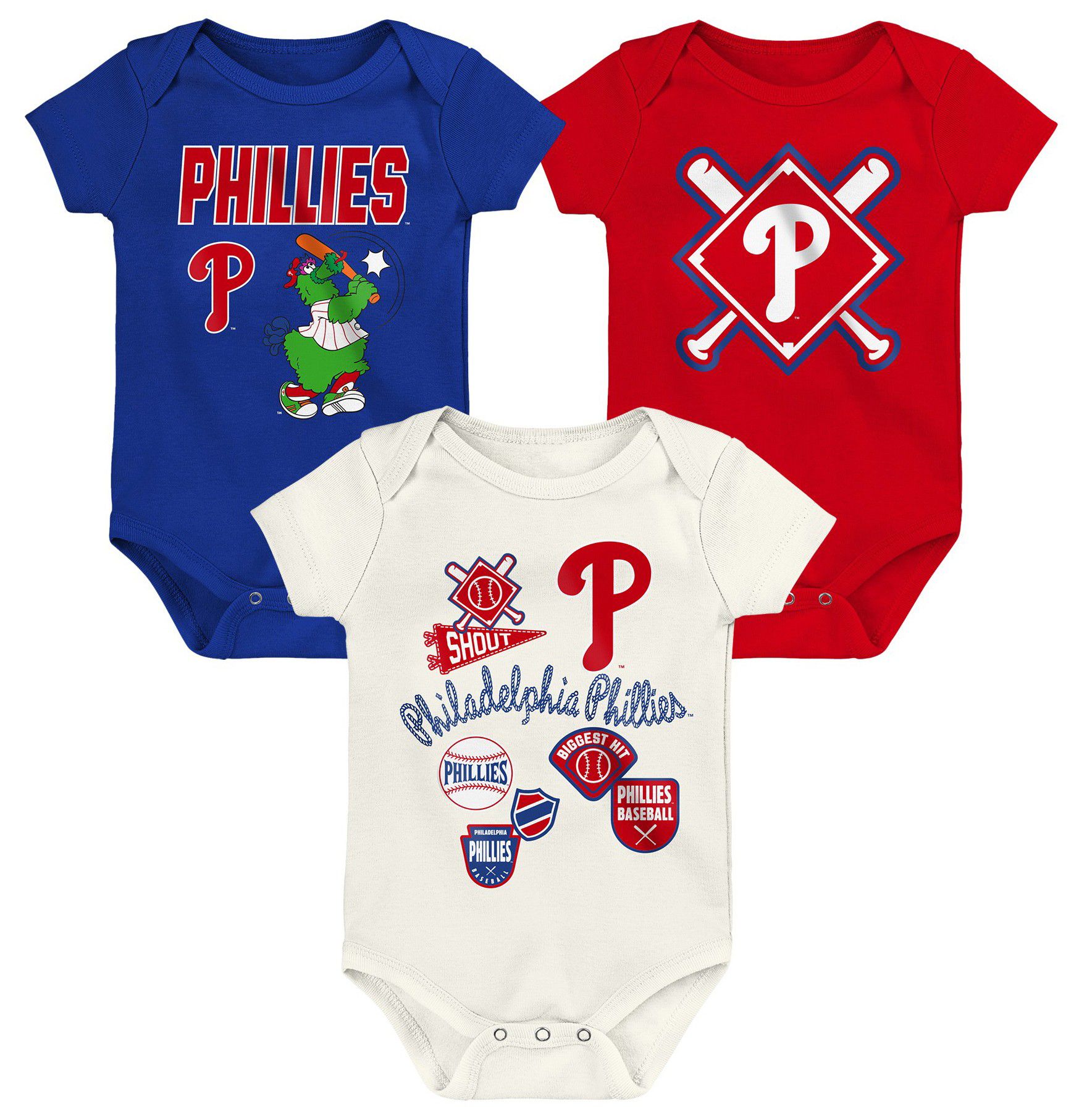MLB Team Apparel Newborn Philadelphia Phillies Home Plate 3-Piece Creeper