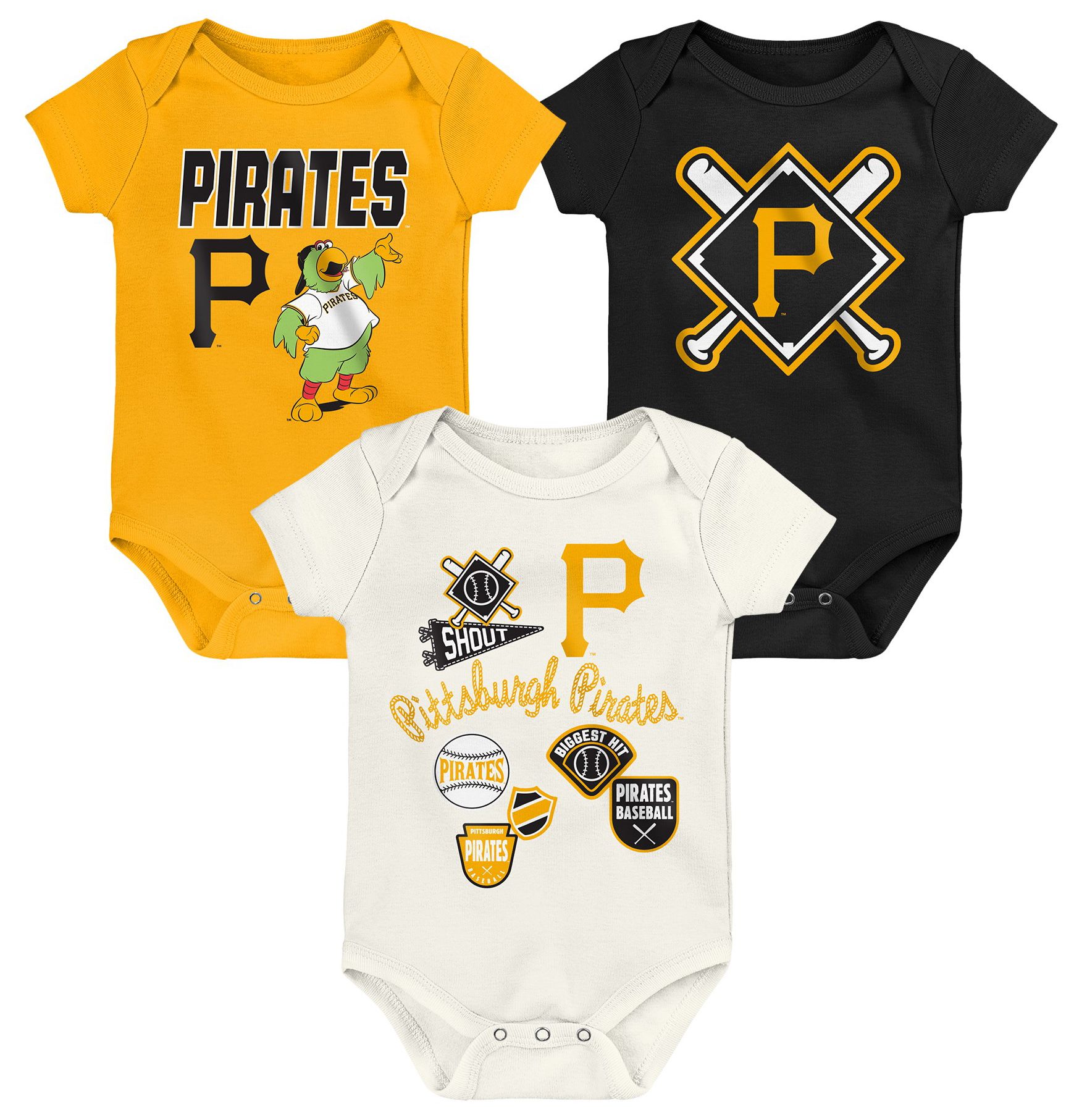 MLB Team Apparel Newborn Pittsburgh Pirates Home Plate 3-Piece Creeper