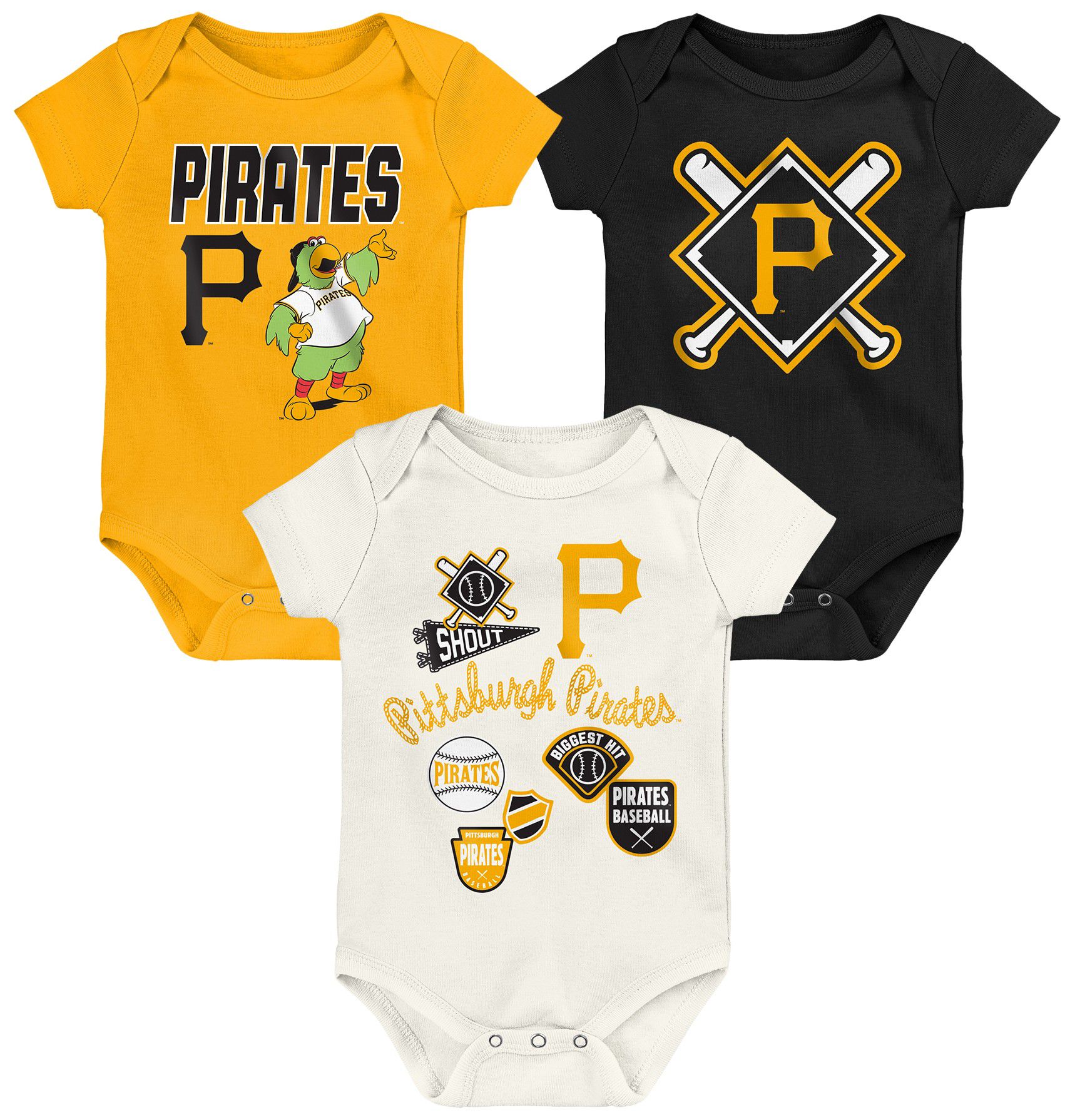 MLB Team Apparel Infant Pittsburgh Pirates Home Plate 3-Piece Creeper