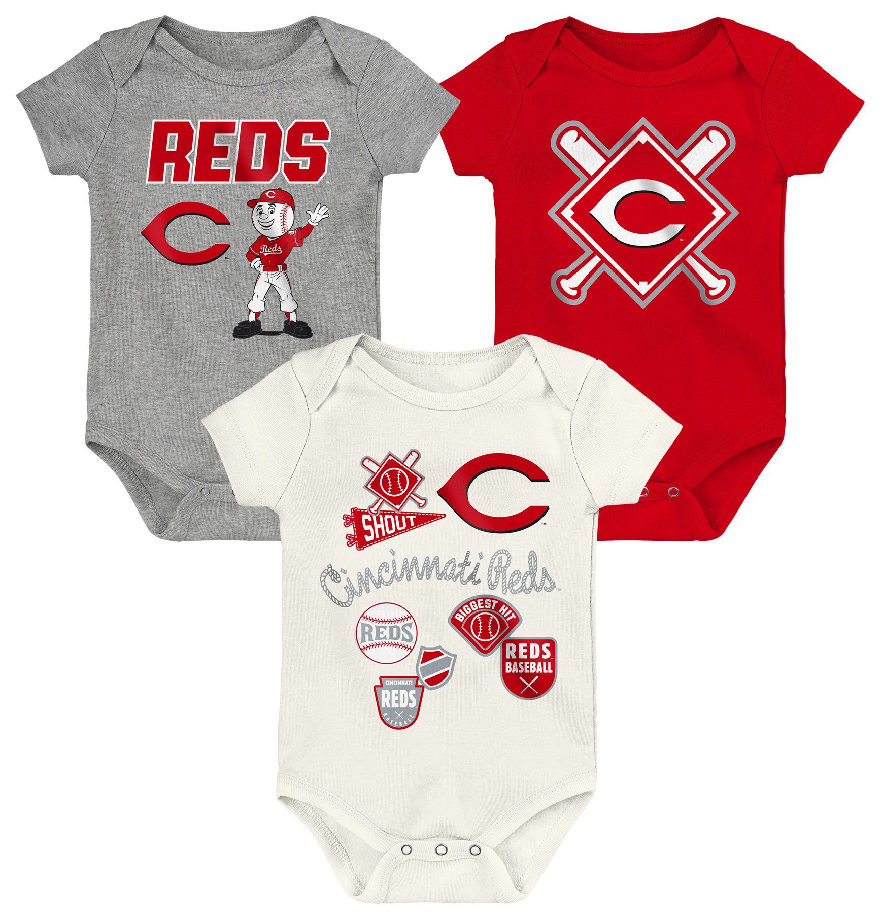 MLB Team Apparel Newborn Cincinnati Reds Home Plate 3-Piece Creeper