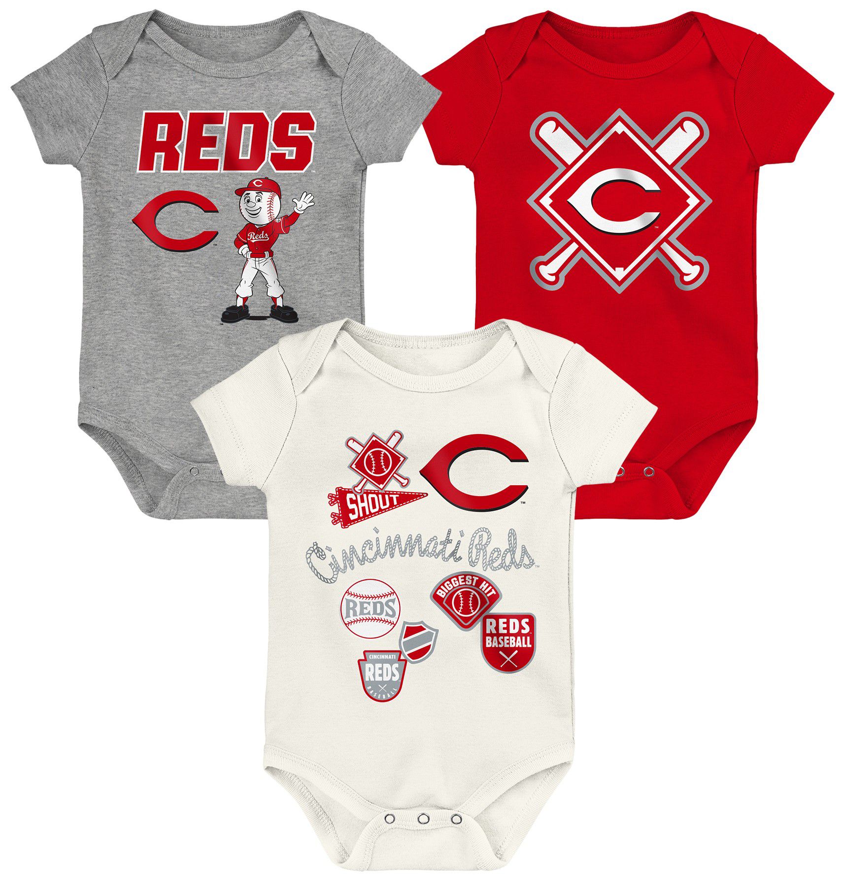 MLB Team Apparel Infant Cincinnati Reds Home Plate 3-Piece Creeper