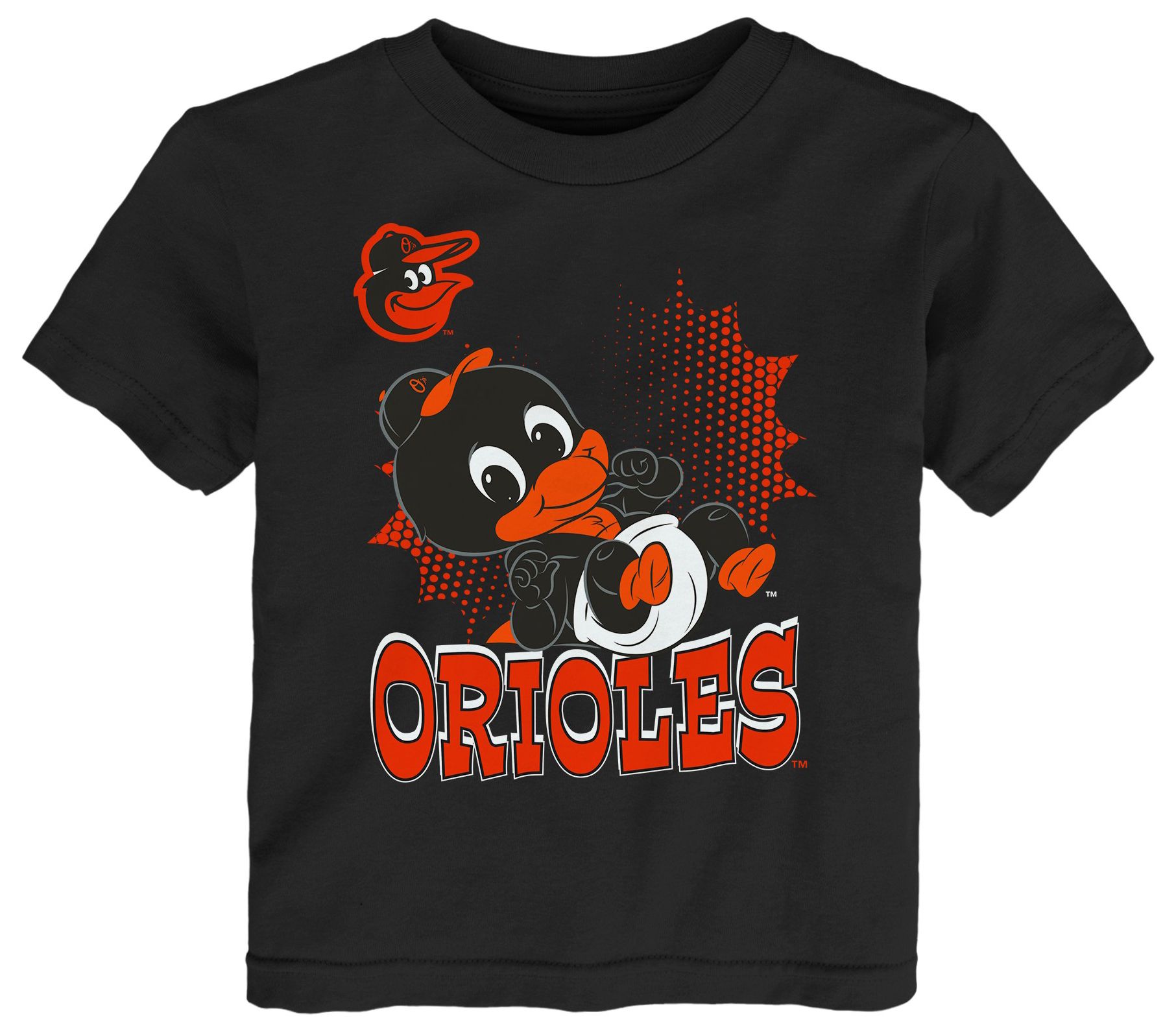 MLB Team Apparel Infant Baltimore Orioles Black Sublimation Mascot T-Shirt