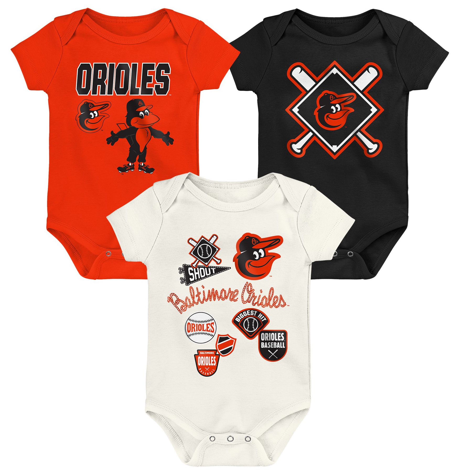MLB Team Apparel Newborn Baltimore Orioles Home Plate 3-Piece Creeper