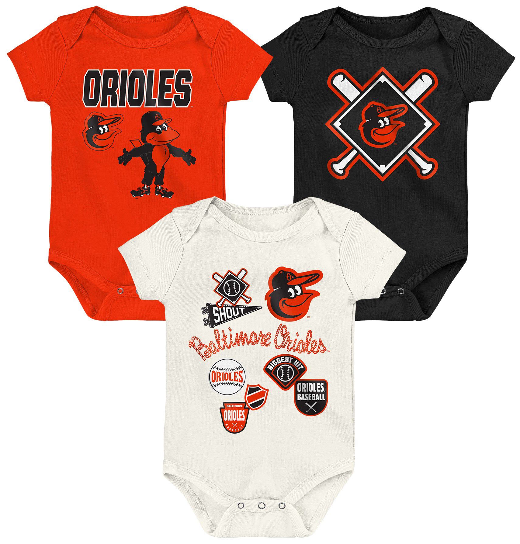 MLB Team Apparel Infant Baltimore Orioles Home Plate 3-Piece Creeper