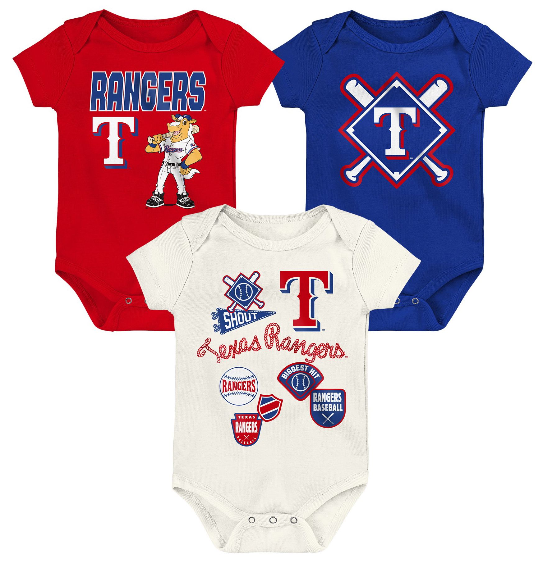 MLB Team Apparel Newborn Texas Rangers Home Plate 3-Piece Creeper