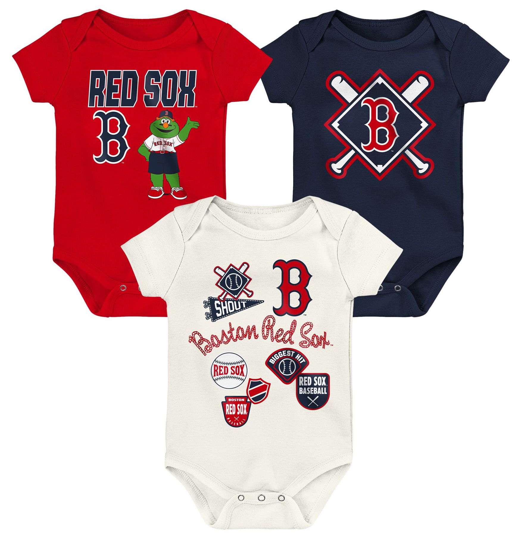 MLB Team Apparel Newborn Boston Red Sox Home Plate 3-Piece Creeper