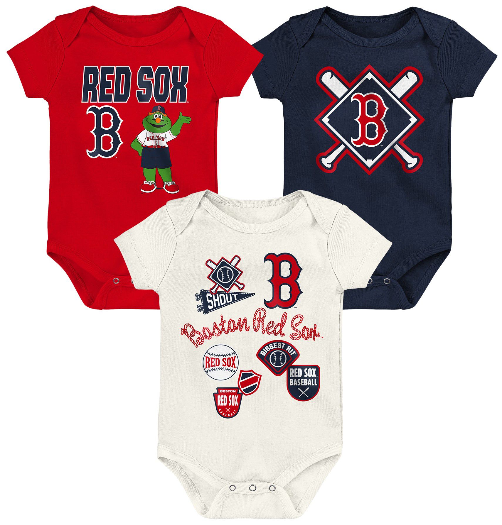 MLB Team Apparel Infant Boston Red Sox Home Plate 3-Piece Creeper