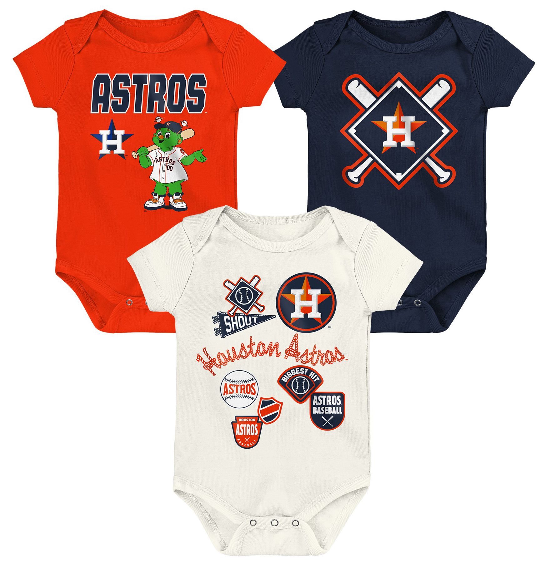 MLB Team Apparel Newborn Houston Astros Home Plate 3-Piece Creeper