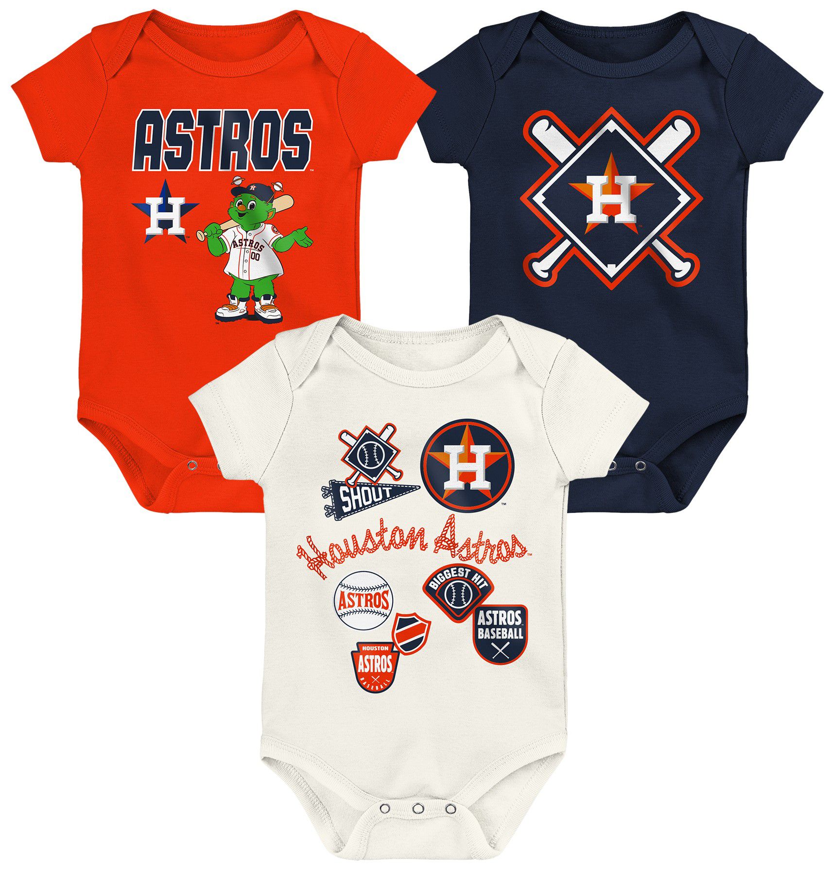 MLB Team Apparel Infant Houston Astros Home Plate 3-Piece Creeper