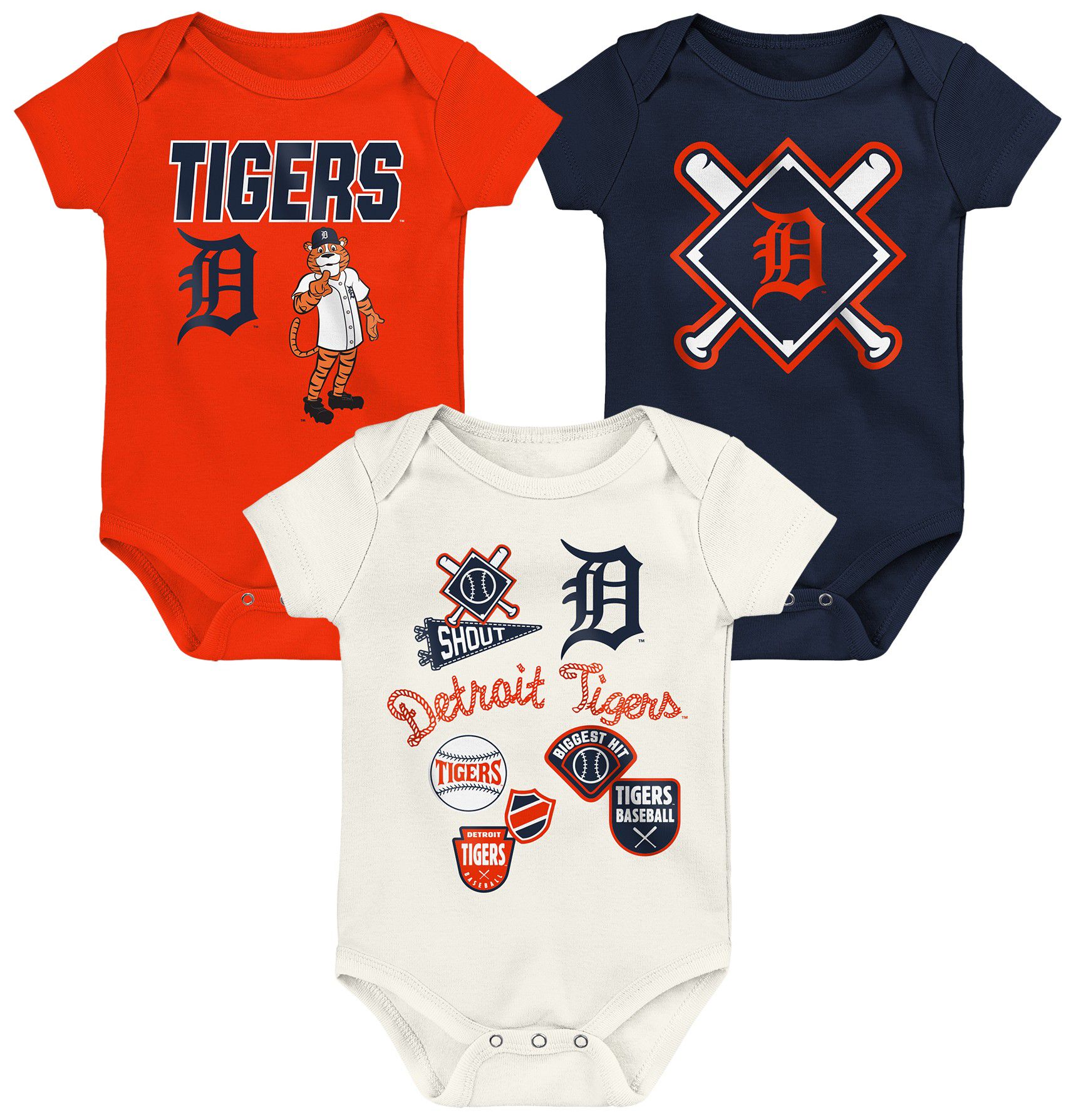 MLB Team Apparel Infant Detroit Tigers Home Plate 3-Piece Creeper