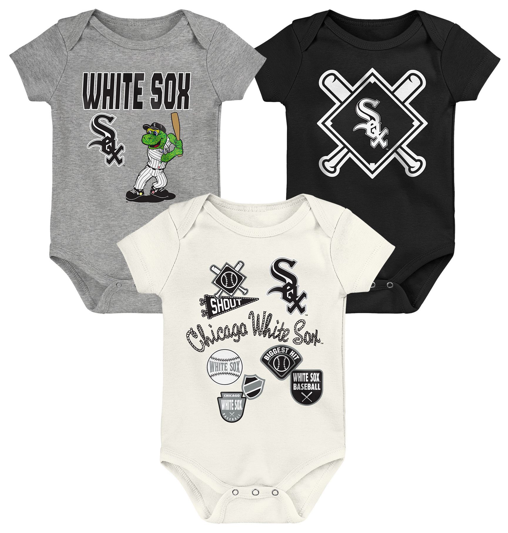 MLB Team Apparel Newborn Chicago White Sox Home Plate 3-Piece Creeper