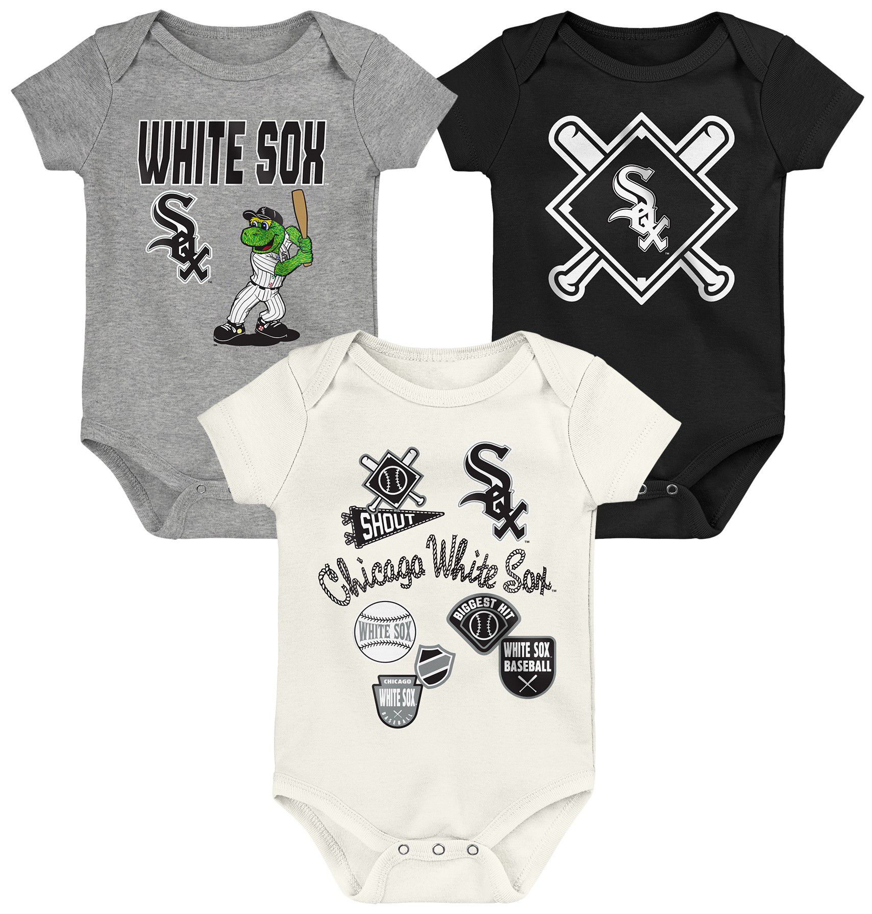 MLB Team Apparel Infant Chicago White Sox Home Plate 3-Piece Creeper