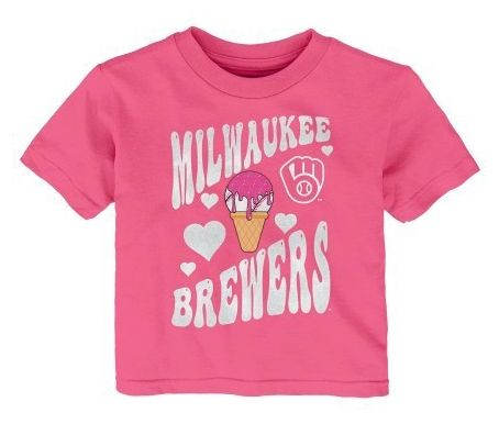 MLB Team Apparel Toddler Milwaukee Brewers Pink Ice Cream T-Shirt