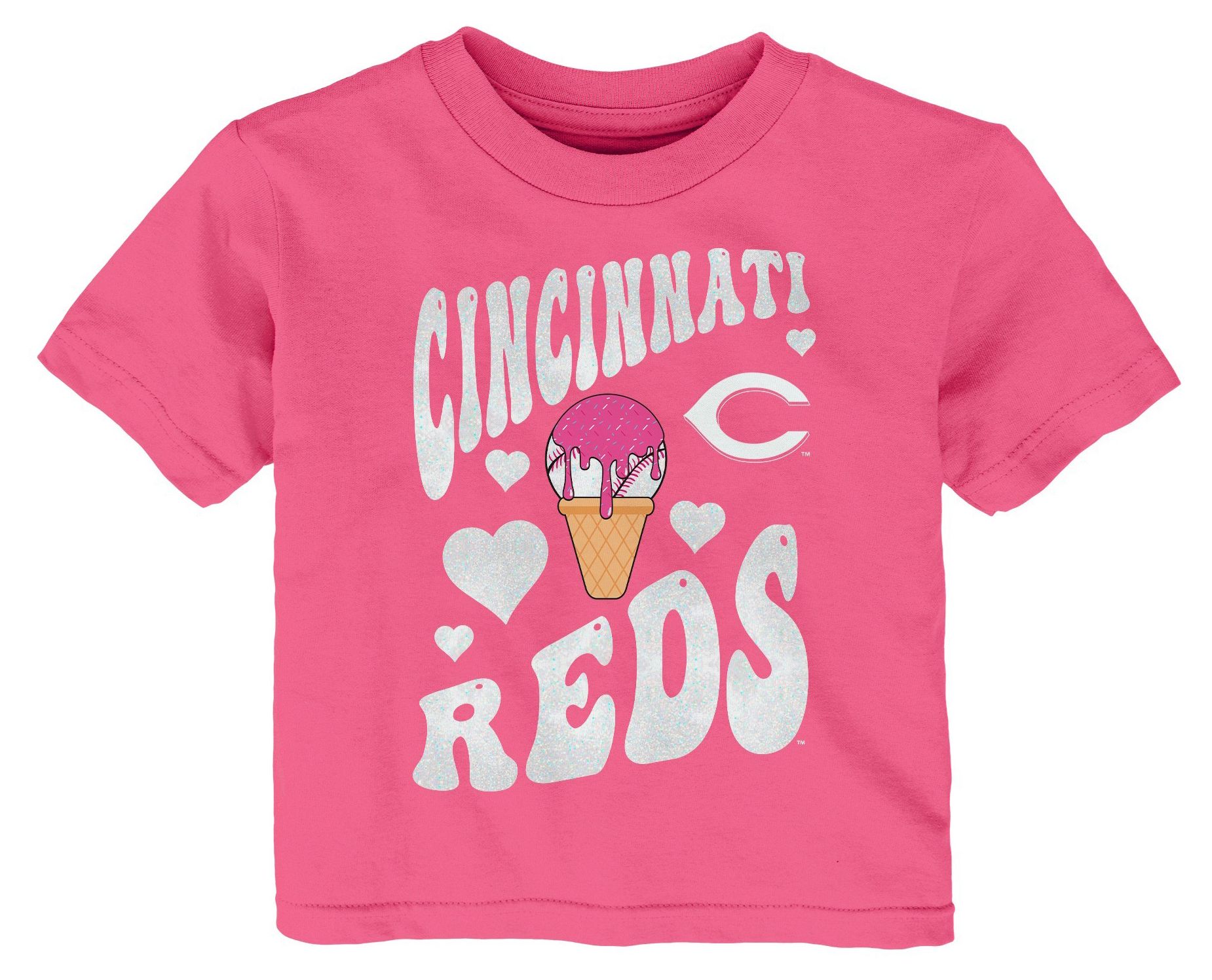 MLB Team Apparel Toddler Cincinnati Reds Pink Ice Cream T-Shirt